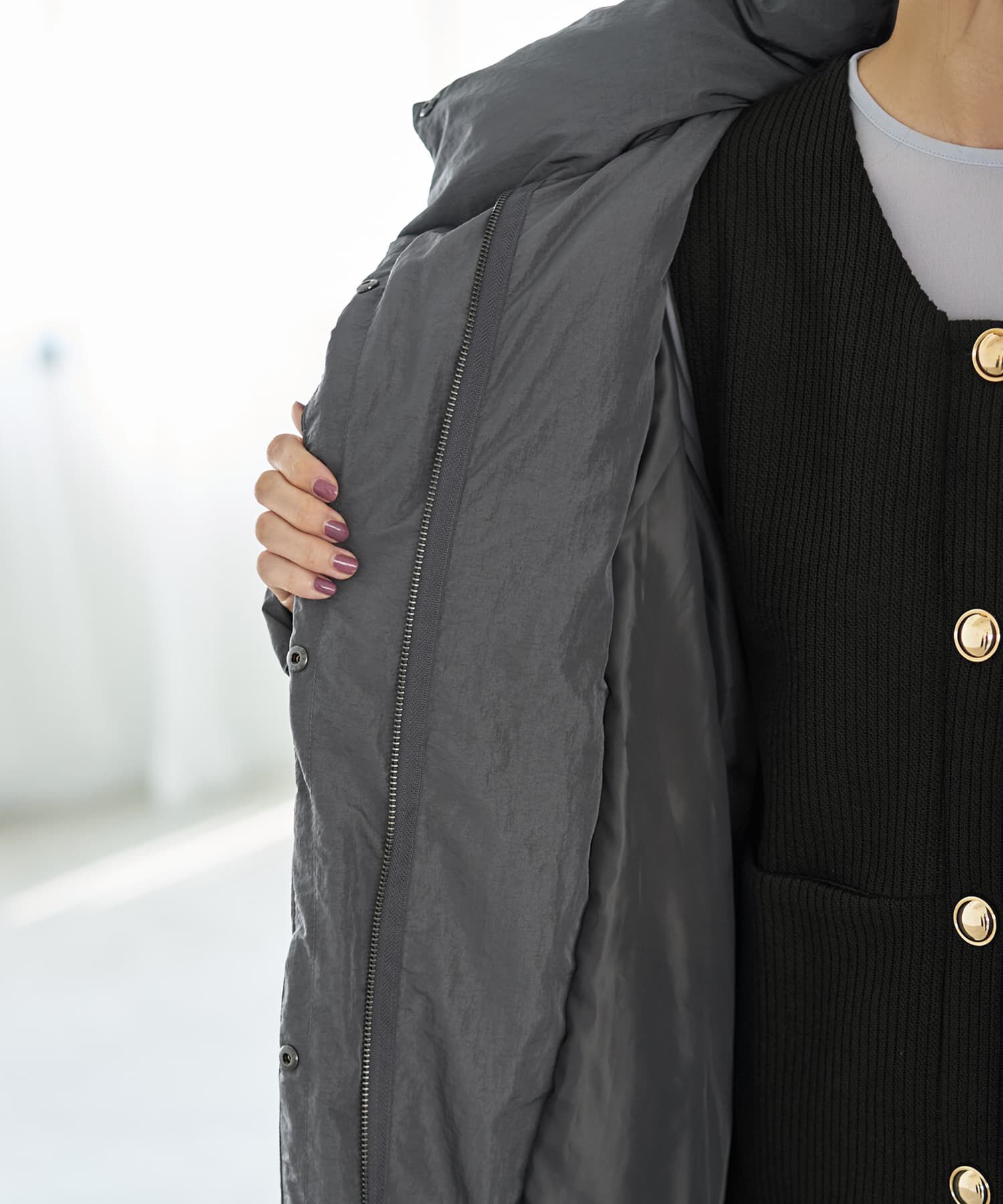 STYLE DELI「【LUXE】暖か軽量◆機能中綿ギャザーロングコート」|ダウン|