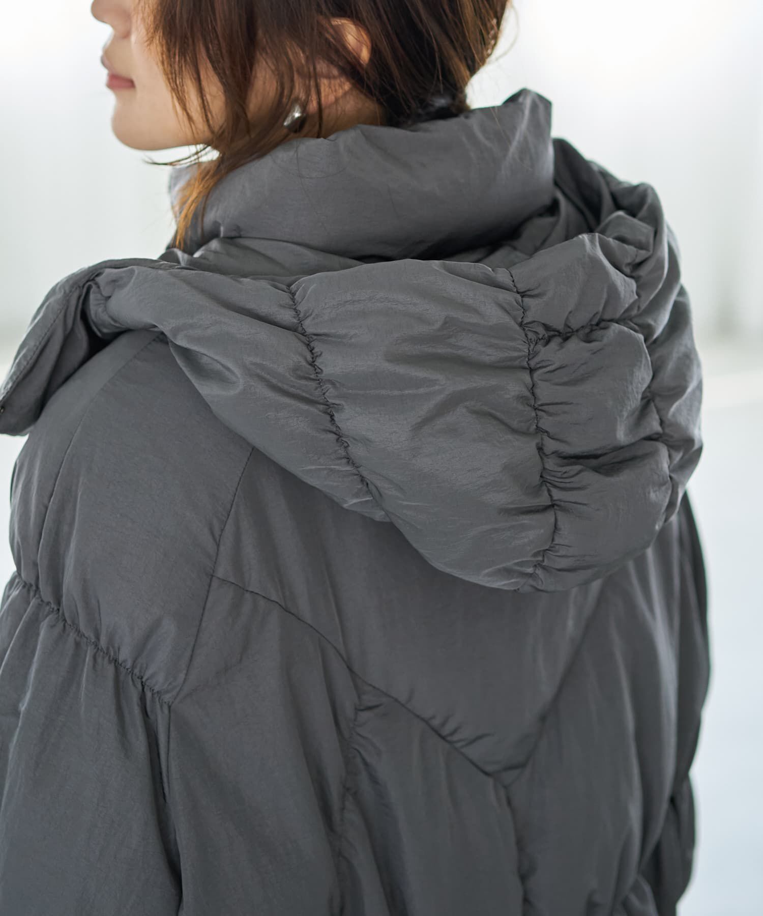 STYLE DELI「【LUXE】暖か軽量◆機能中綿ギャザーロングコート」|ダウン|