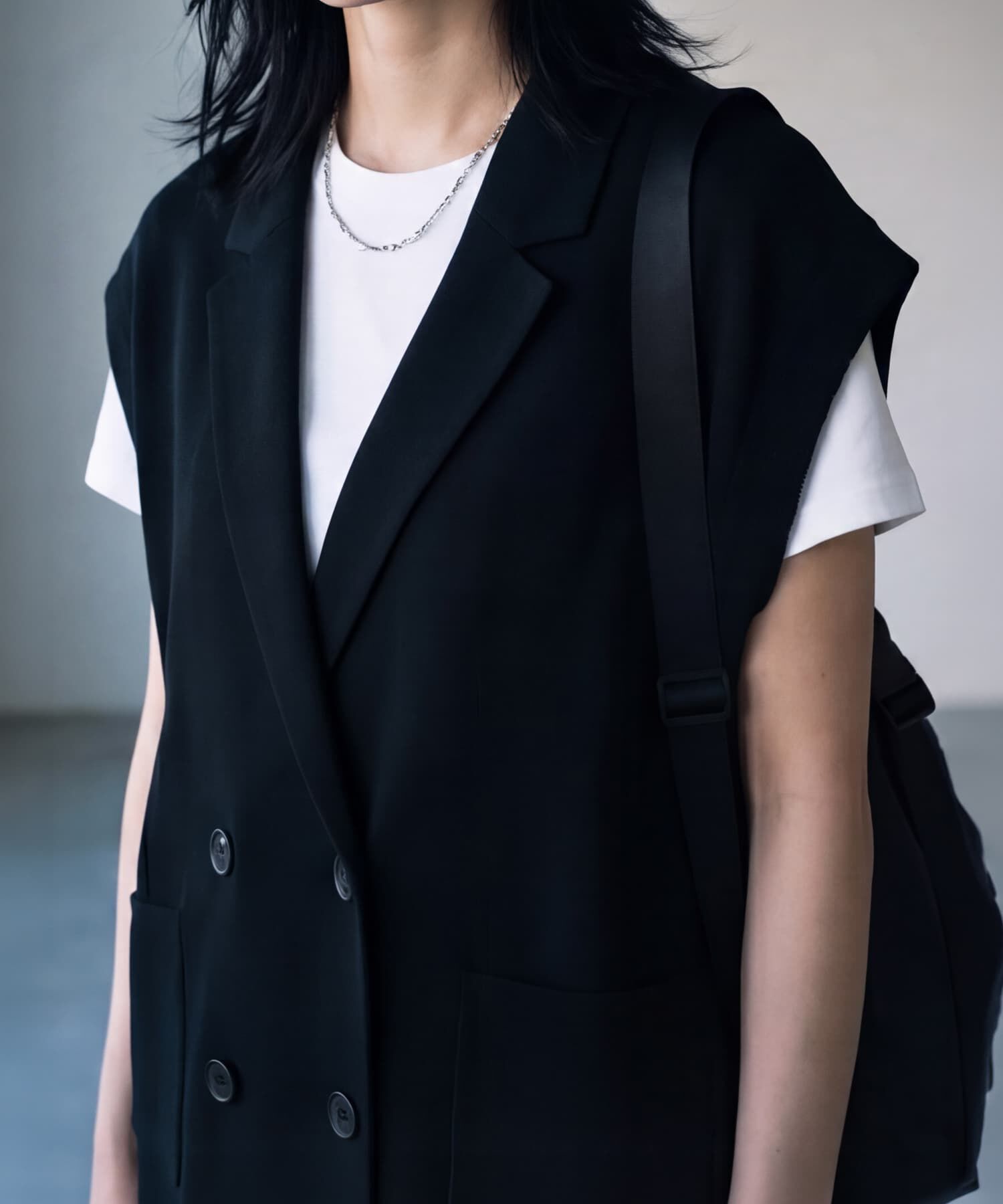 STYLE DELI「【BLK001】オーバーサイズニットジレ」|ベスト・ジレ|ブラック