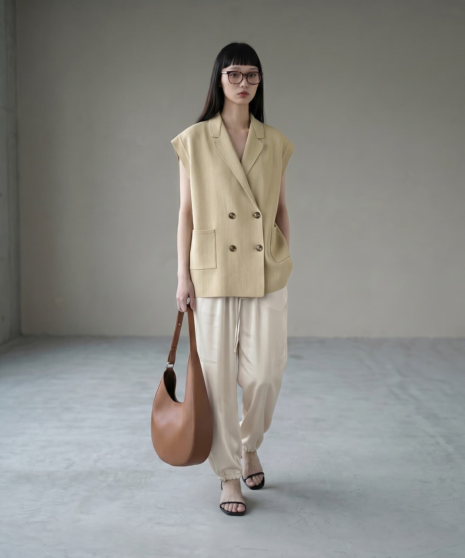 STYLE DELI「【BLK001】オーバーサイズニットジレ」|ベスト・ジレ|