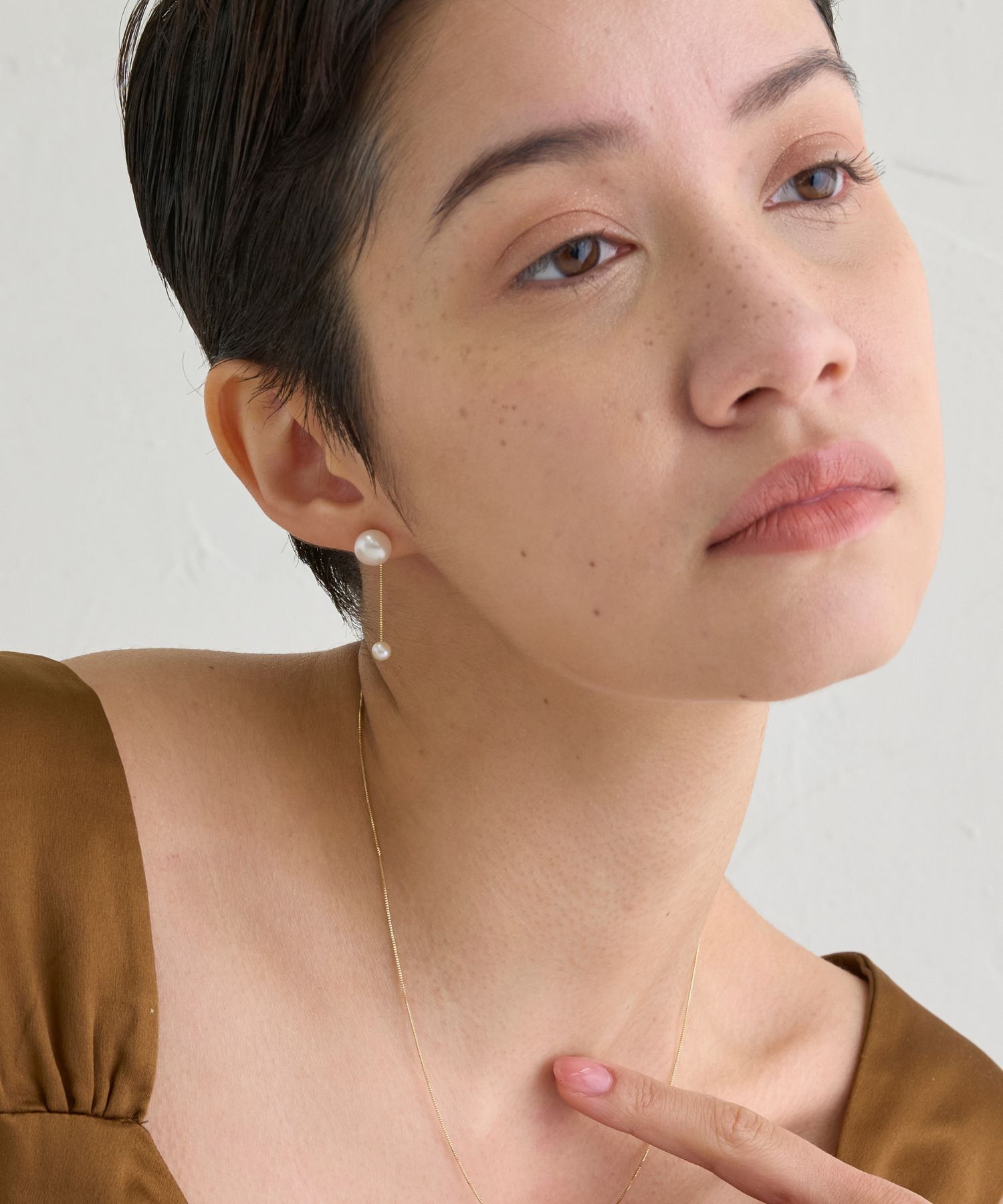 JUPITER「【K10】ダブル淡水パールピアス」|ピアス|