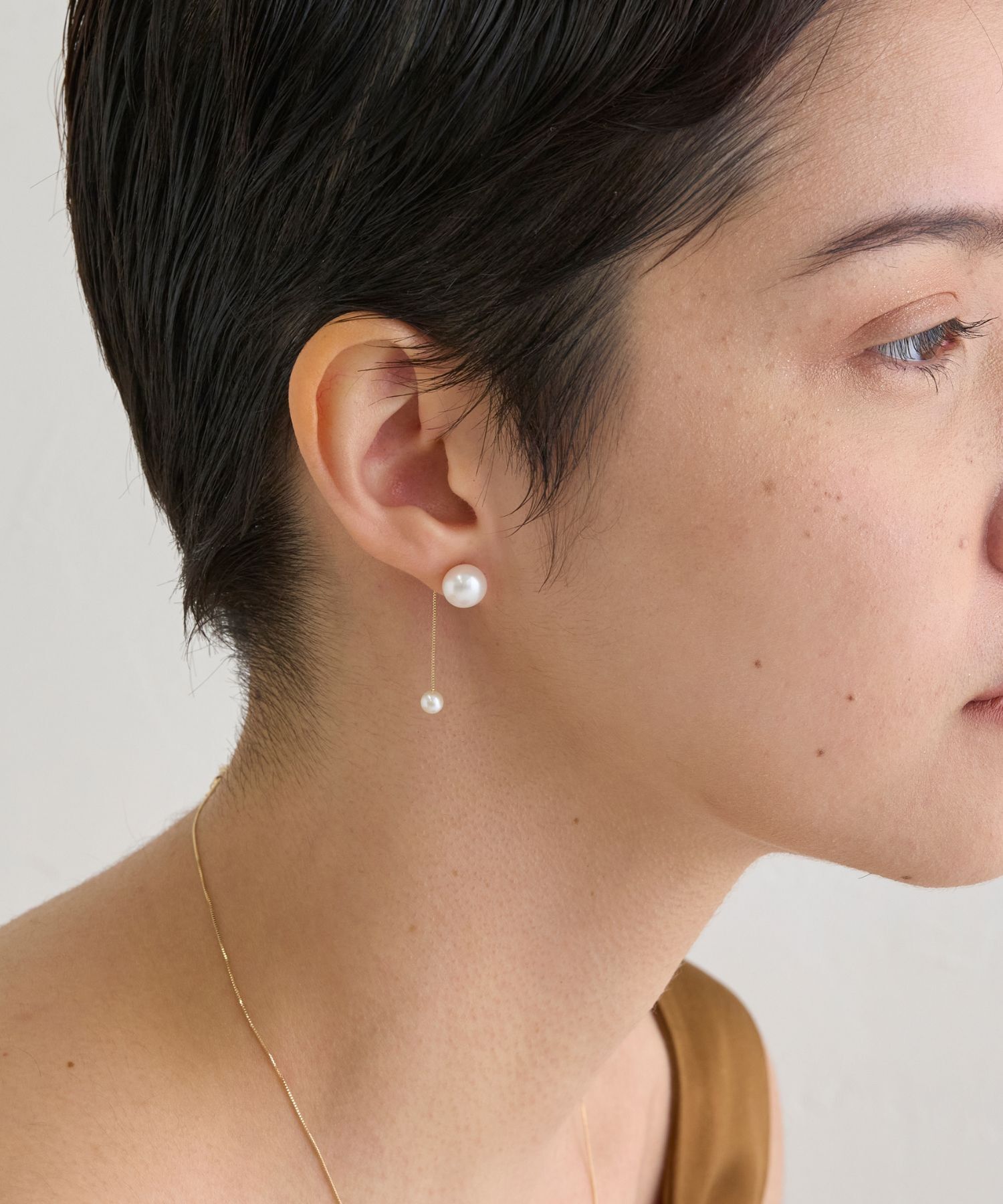 JUPITER「【K10】ダブル淡水パールピアス」|ピアス|