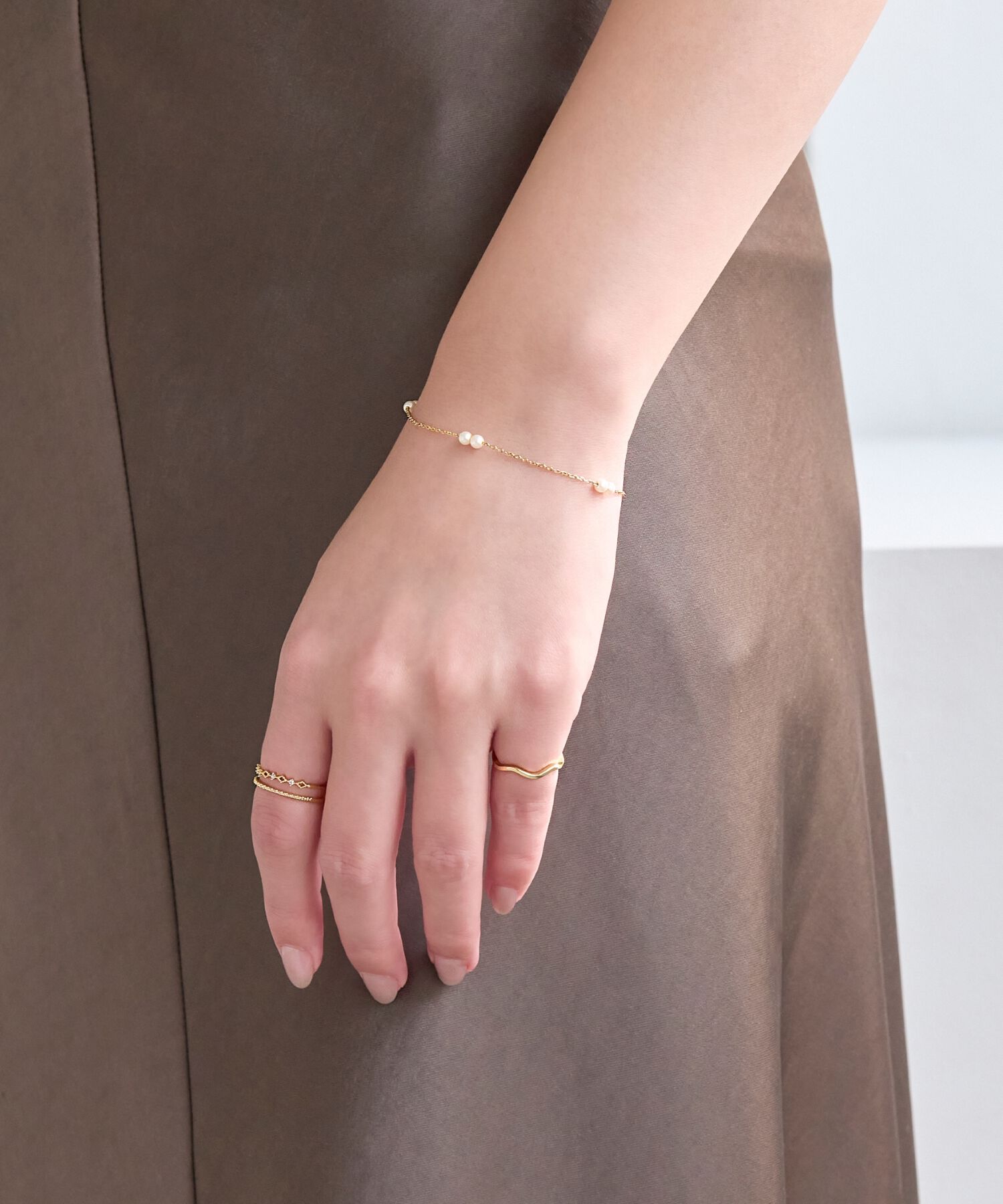 Phoebe「フェミニンプレイスドビジューセットリング ゴールド」|リング|