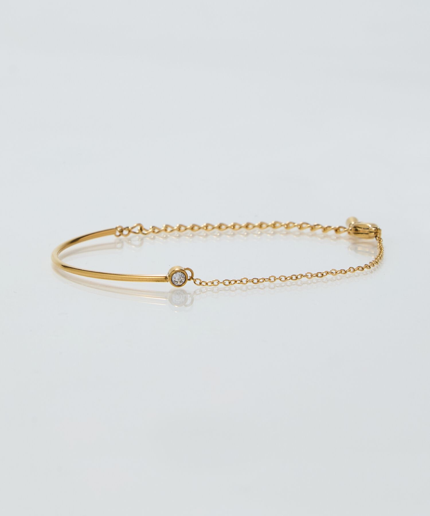 Phoebe「【金属アレルギー対応】グッリターハーフバングルチェーンブレスレット/サージカルステンレス」|ブレスレット・バングル|