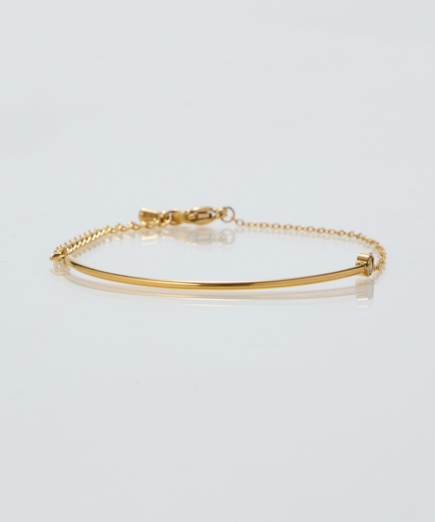 Phoebe「【金属アレルギー対応】グッリターハーフバングルチェーンブレスレット/サージカルステンレス」|ブレスレット・バングル|