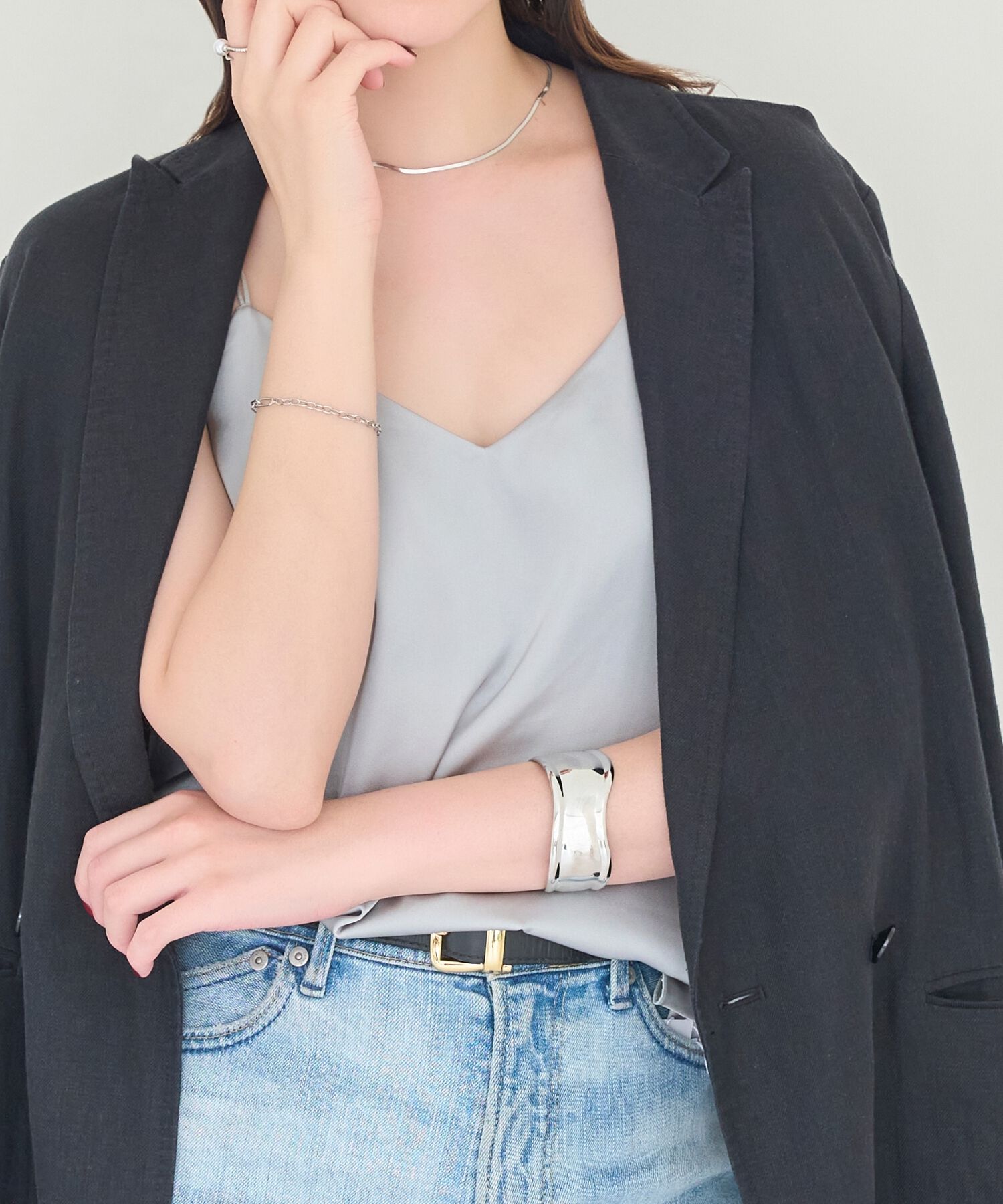 Phoebe「アークカフワイドバングル　シルバー」|ブレスレット・バングル|