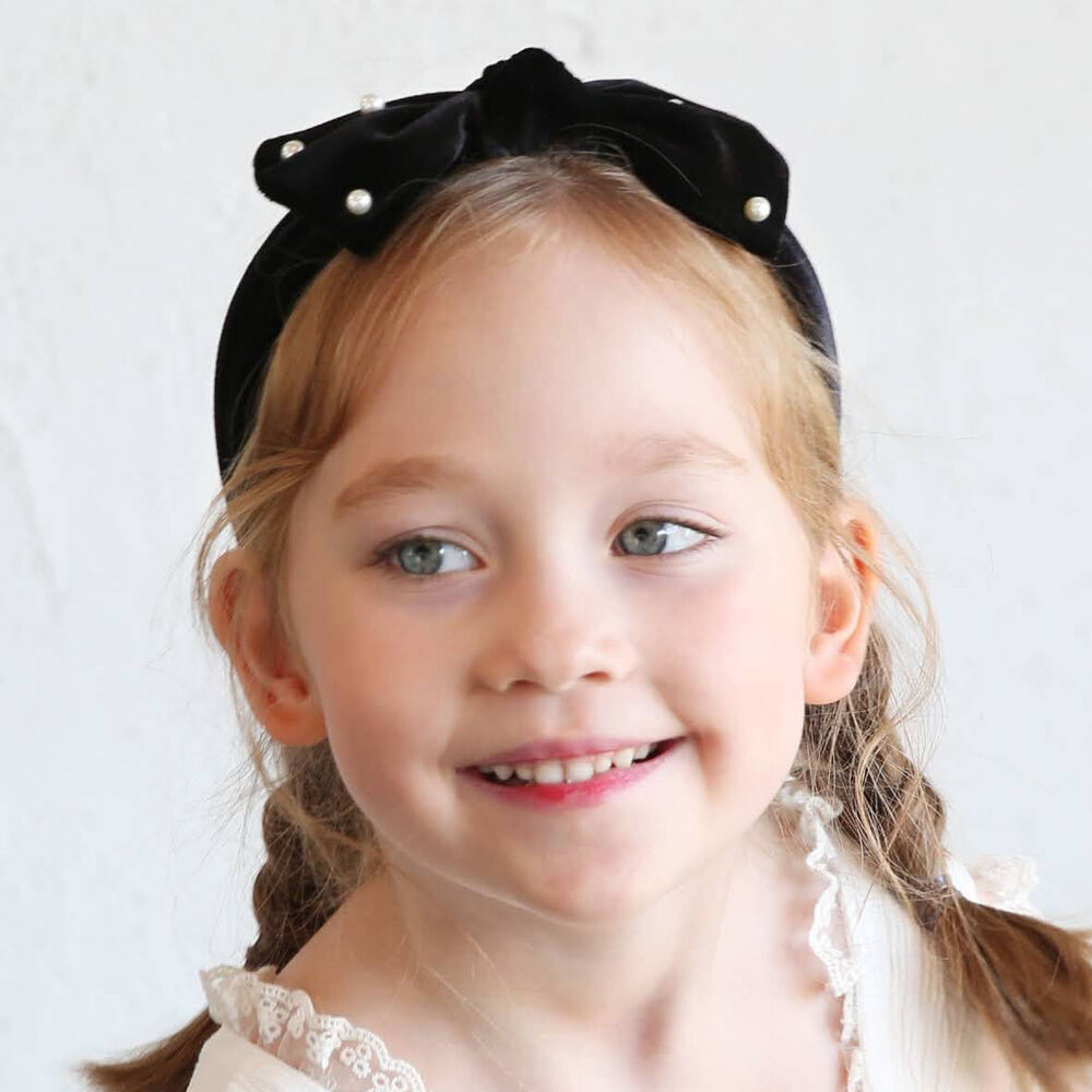 BACKYARD FAMILY「Rora カチューシャ キッズ 通販 ロマンティー ヘッドドレス 髪飾り リボン ベロア パール」|その他|ブラック1