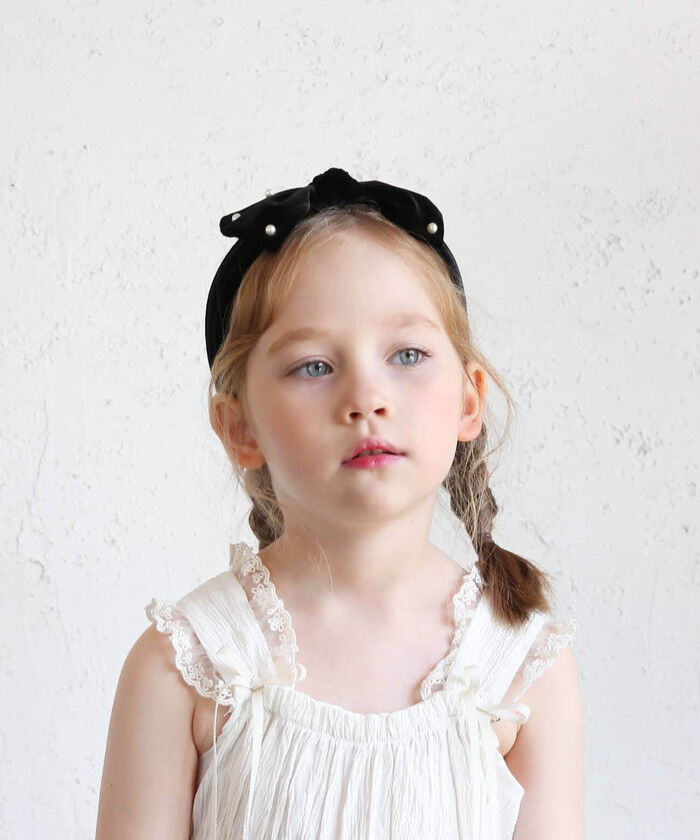 BACKYARD FAMILY「Rora カチューシャ キッズ 通販 ロマンティー ヘッドドレス 髪飾り リボン ベロア パール」|その他|