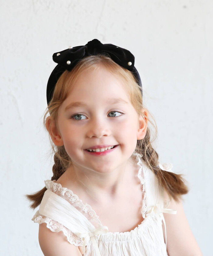 BACKYARD FAMILY「Rora カチューシャ キッズ 通販 ロマンティー ヘッドドレス 髪飾り リボン ベロア パール」|その他|