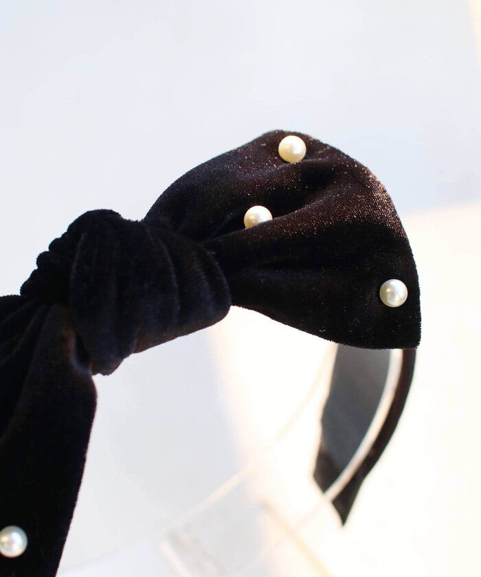 BACKYARD FAMILY「Rora カチューシャ キッズ 通販 ロマンティー ヘッドドレス 髪飾り リボン ベロア パール」|その他|