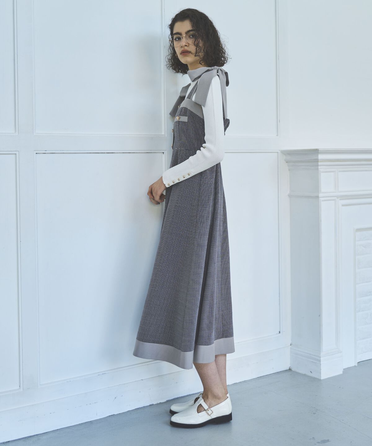 アンドクチュール「ラメツイードジャンスカ」|ジャンパースカート|