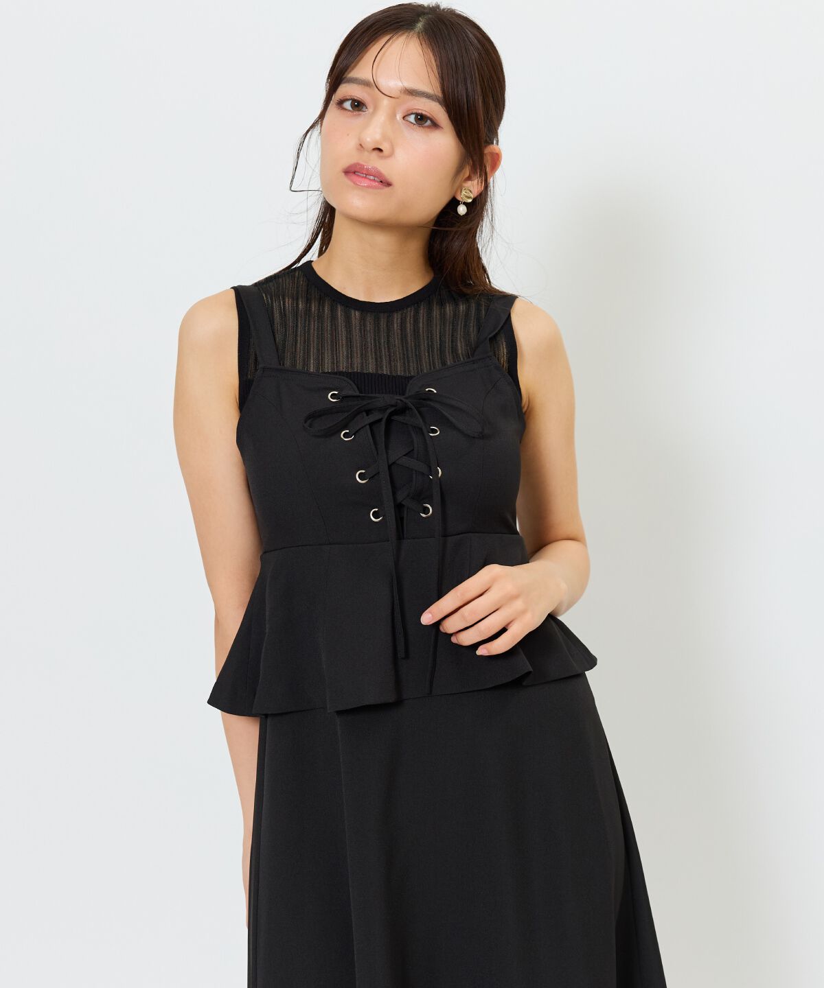 アンドクチュール「フロントレースアップジャンスカ」|ジャンパースカート|