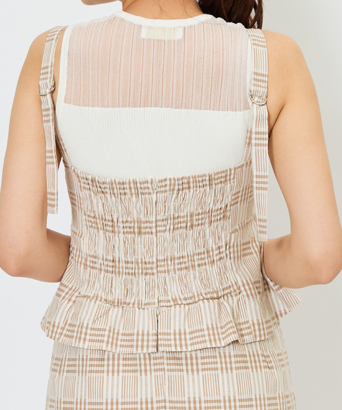 アンドクチュール「フロントレースアップチェックジャンスカ」|ジャンパースカート|