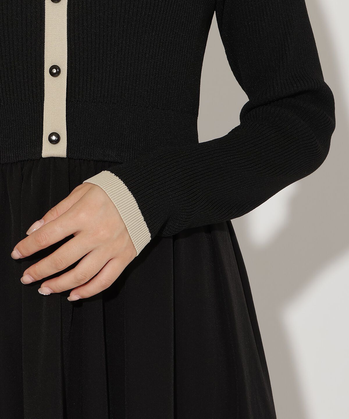 アンドクチュール「配色ニットドッキングワンピース」|ワンピース|