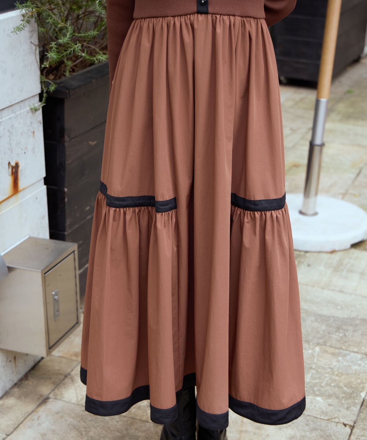 アンドクチュール「配色ニットドッキングワンピース」|ワンピース|