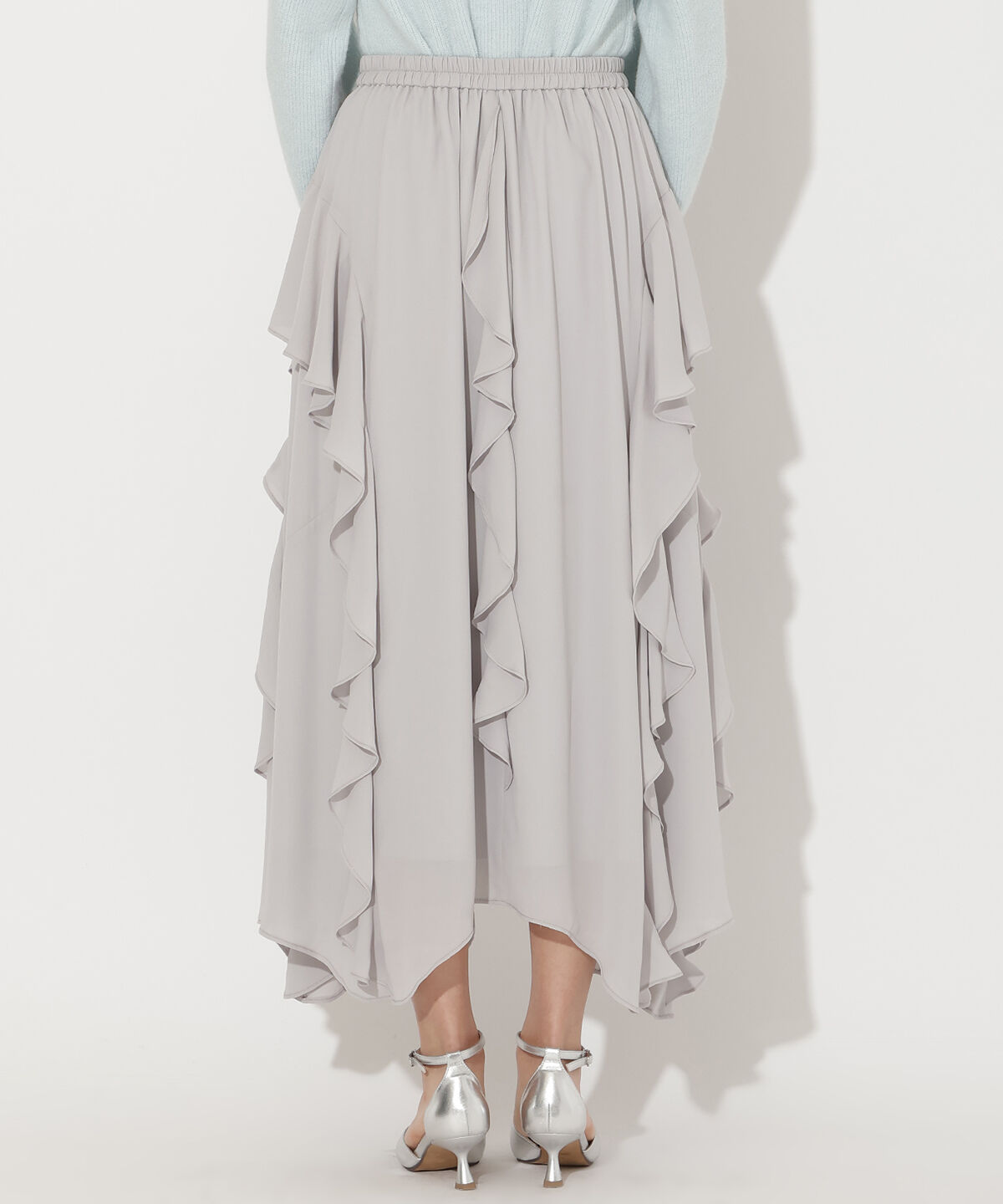 アンドクチュール「ラッフル切替フレアスカート」|フレア|