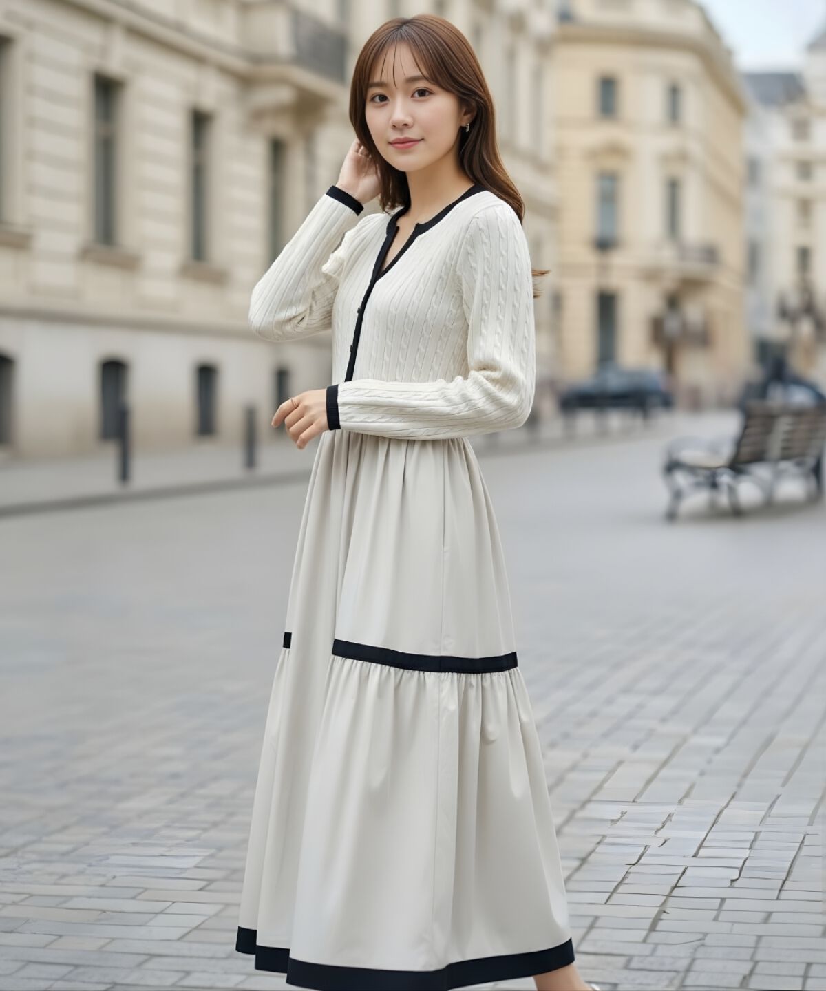 アンドクチュール「ケーブル編みニットドッキングワンピース」|ワンピース|ﾗｲﾄﾍﾞｰｼﾞｭ