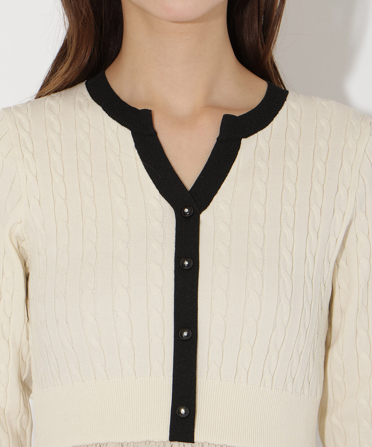 アンドクチュール「ケーブル編みニットドッキングワンピース」|ワンピース|