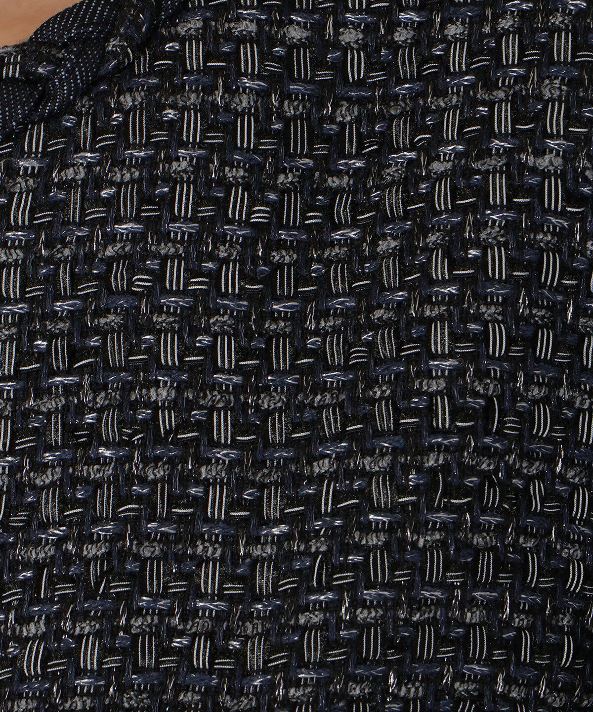 アンドクチュール「デニムコンビツイードジャケット」|ノーカラージャケット|