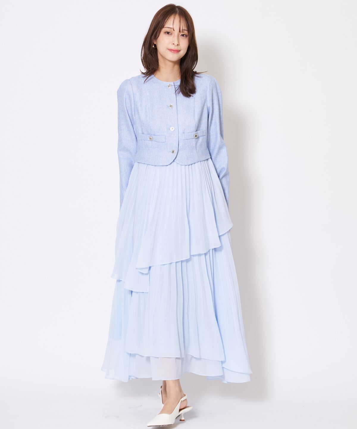 アンドクチュール「ツイードジャケットドッキングワンピース」|ワンピース|