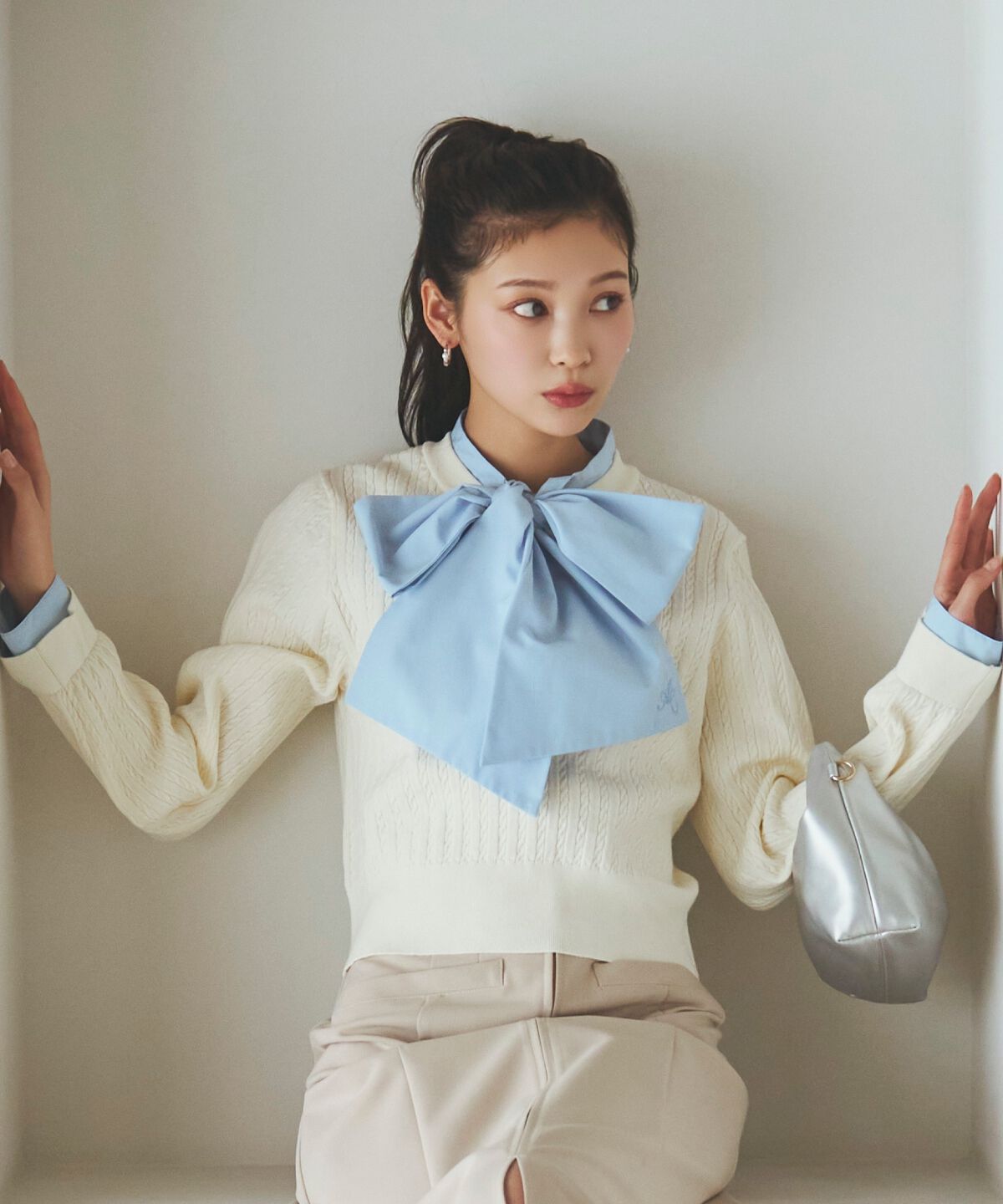 アンドクチュール「ボウタイニットプルオーバー」|ニット・セーター|