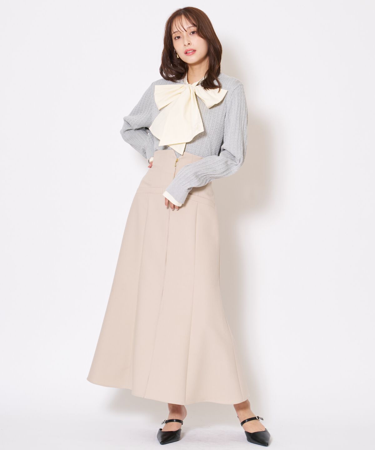 アンドクチュール「ボウタイニットプルオーバー」|ニット・セーター|