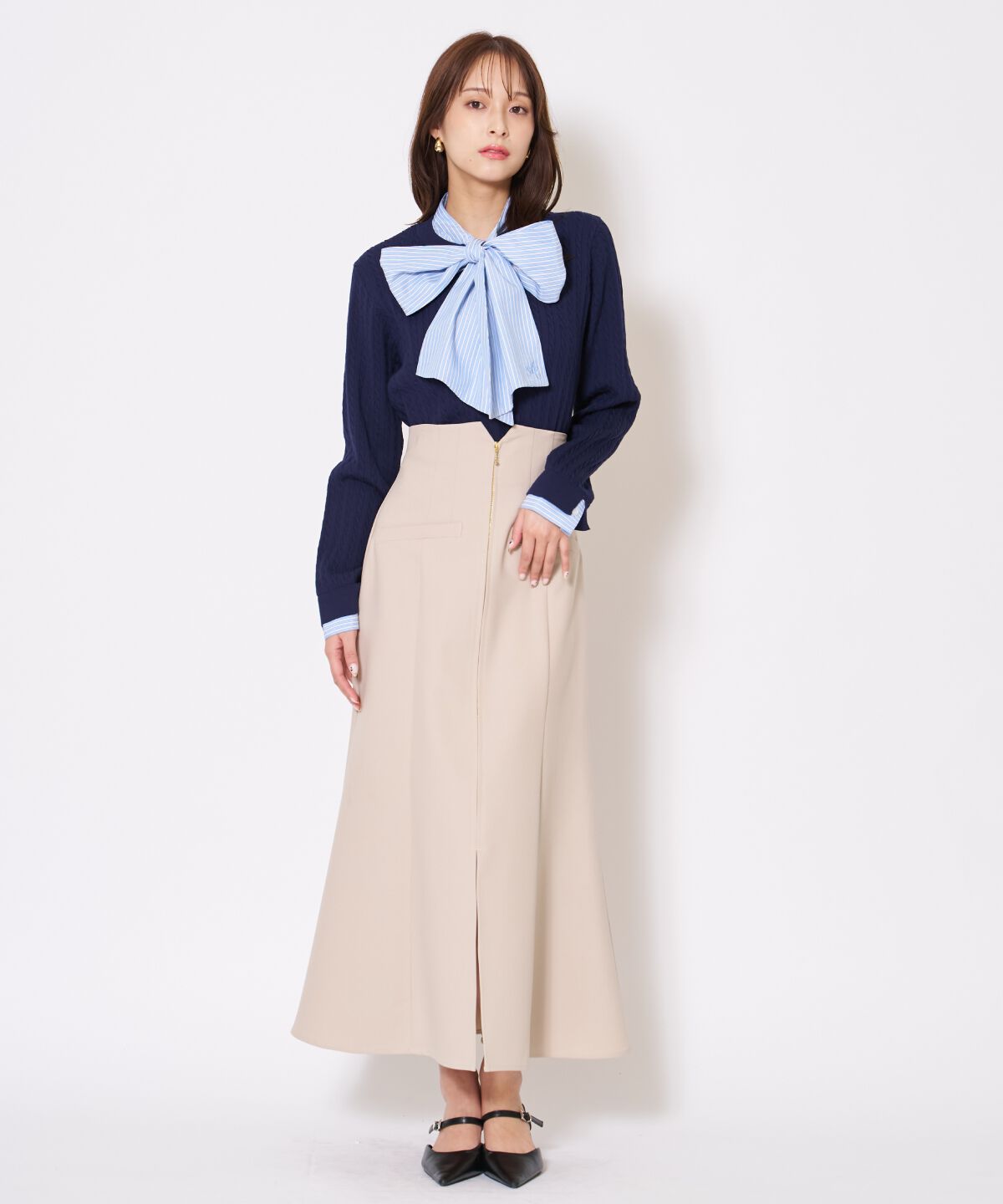 アンドクチュール「ボウタイニットプルオーバー」|ニット・セーター|