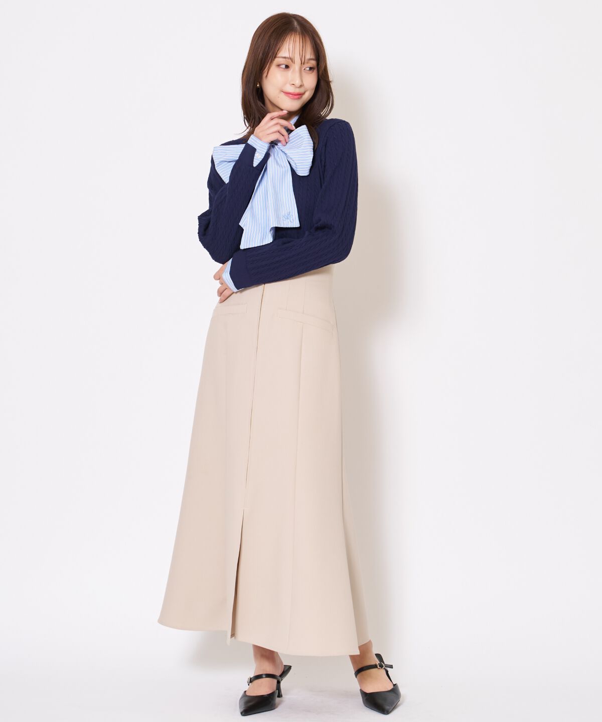 アンドクチュール「ボウタイニットプルオーバー」|ニット・セーター|