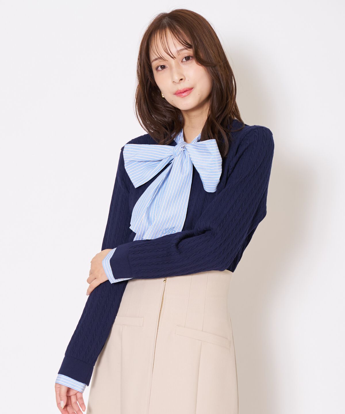 アンドクチュール「ボウタイニットプルオーバー」|ニット・セーター|