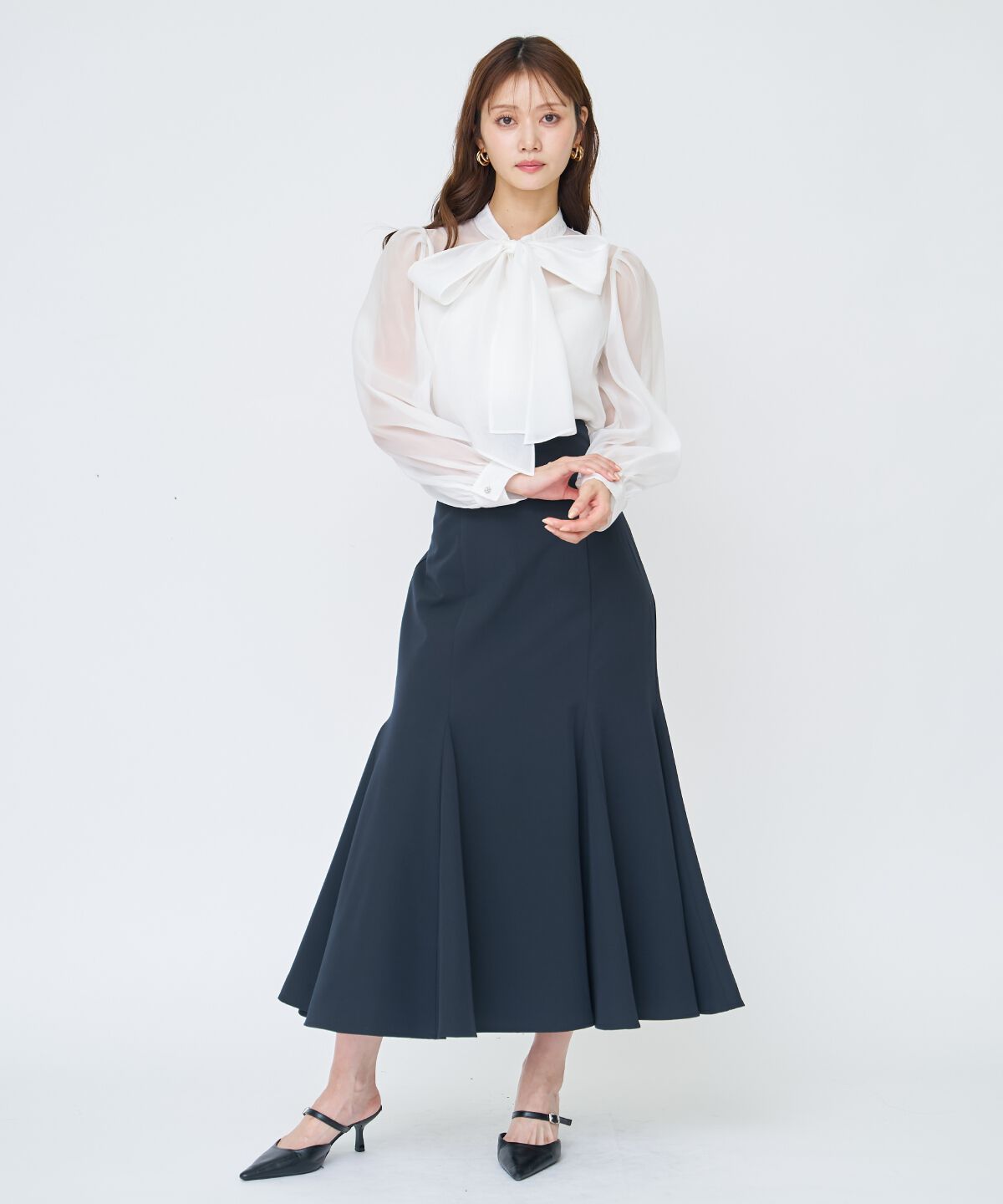 アンドクチュール「シアーボウタイブラウス」|シャツ・ブラウス|