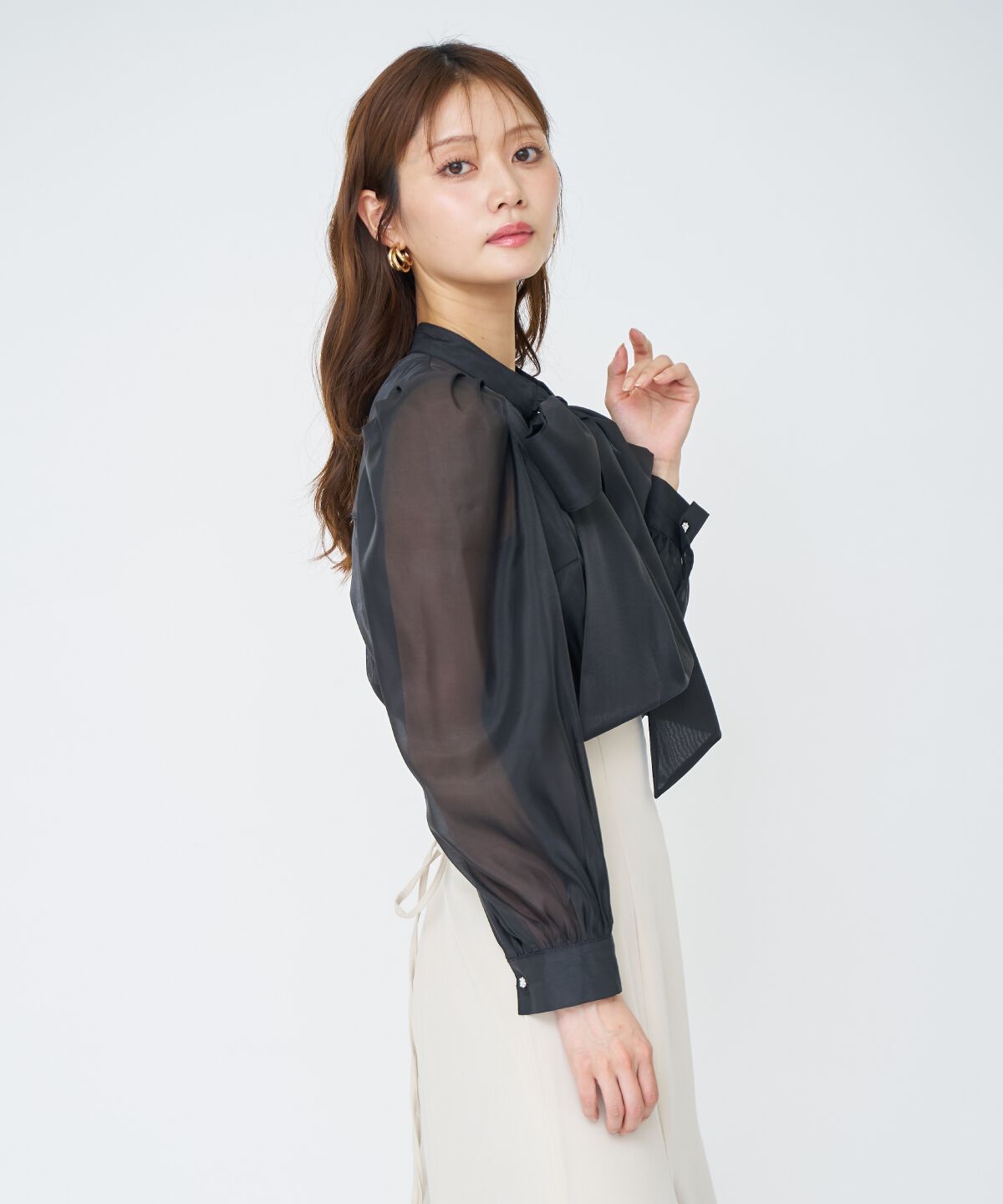 アンドクチュール「シアーボウタイブラウス」|シャツ・ブラウス|