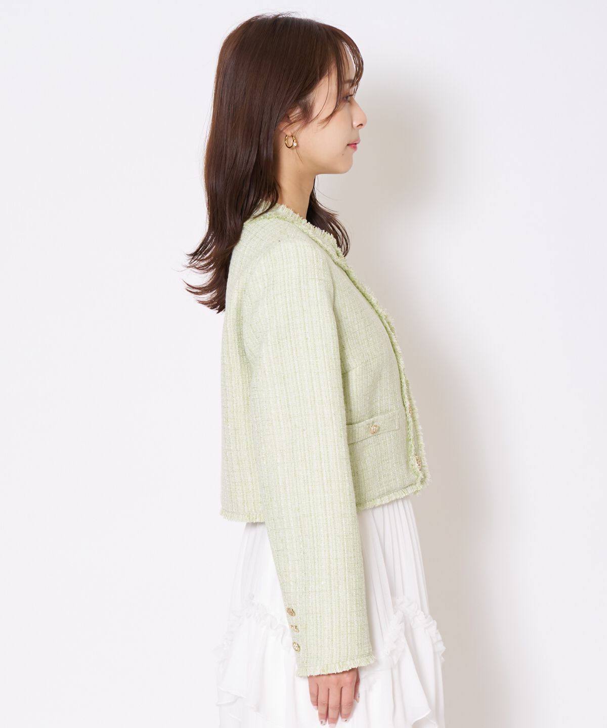 アンドクチュール「ツイードジャケット」|ノーカラージャケット|