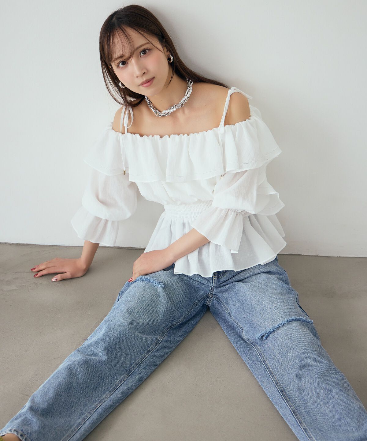 アンドクチュール「オフショルフリルブラウス」|シャツ・ブラウス|