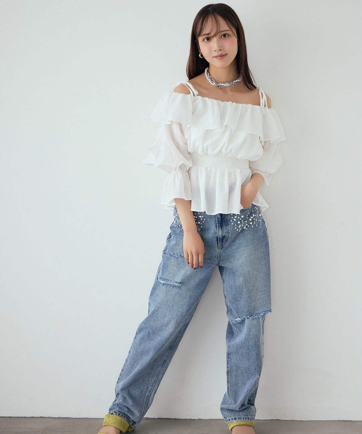 アンドクチュール「オフショルフリルブラウス」|シャツ・ブラウス|