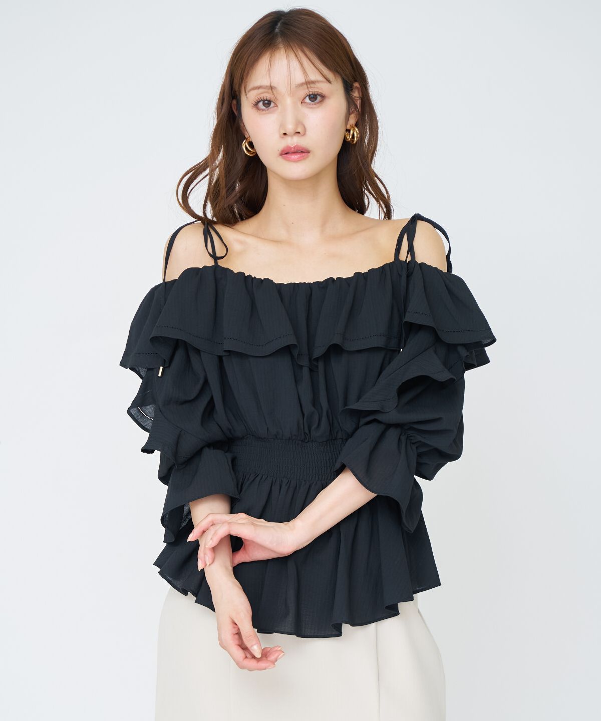 アンドクチュール「オフショルフリルブラウス」|シャツ・ブラウス|