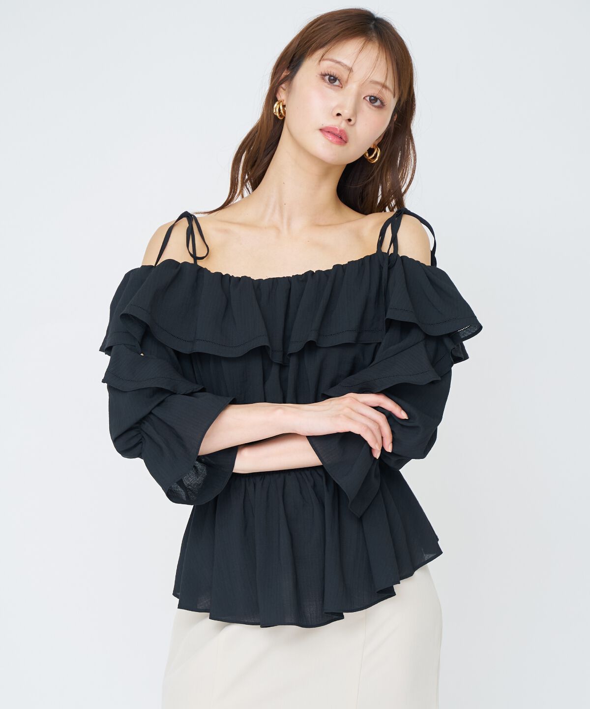 アンドクチュール「オフショルフリルブラウス」|シャツ・ブラウス|