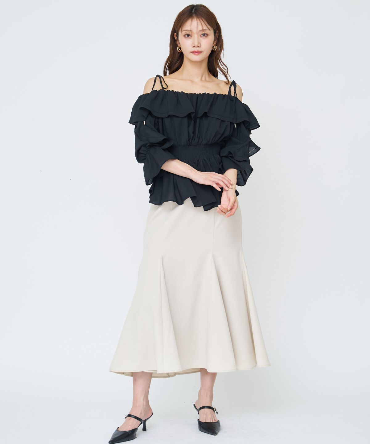 アンドクチュール「オフショルフリルブラウス」|シャツ・ブラウス|