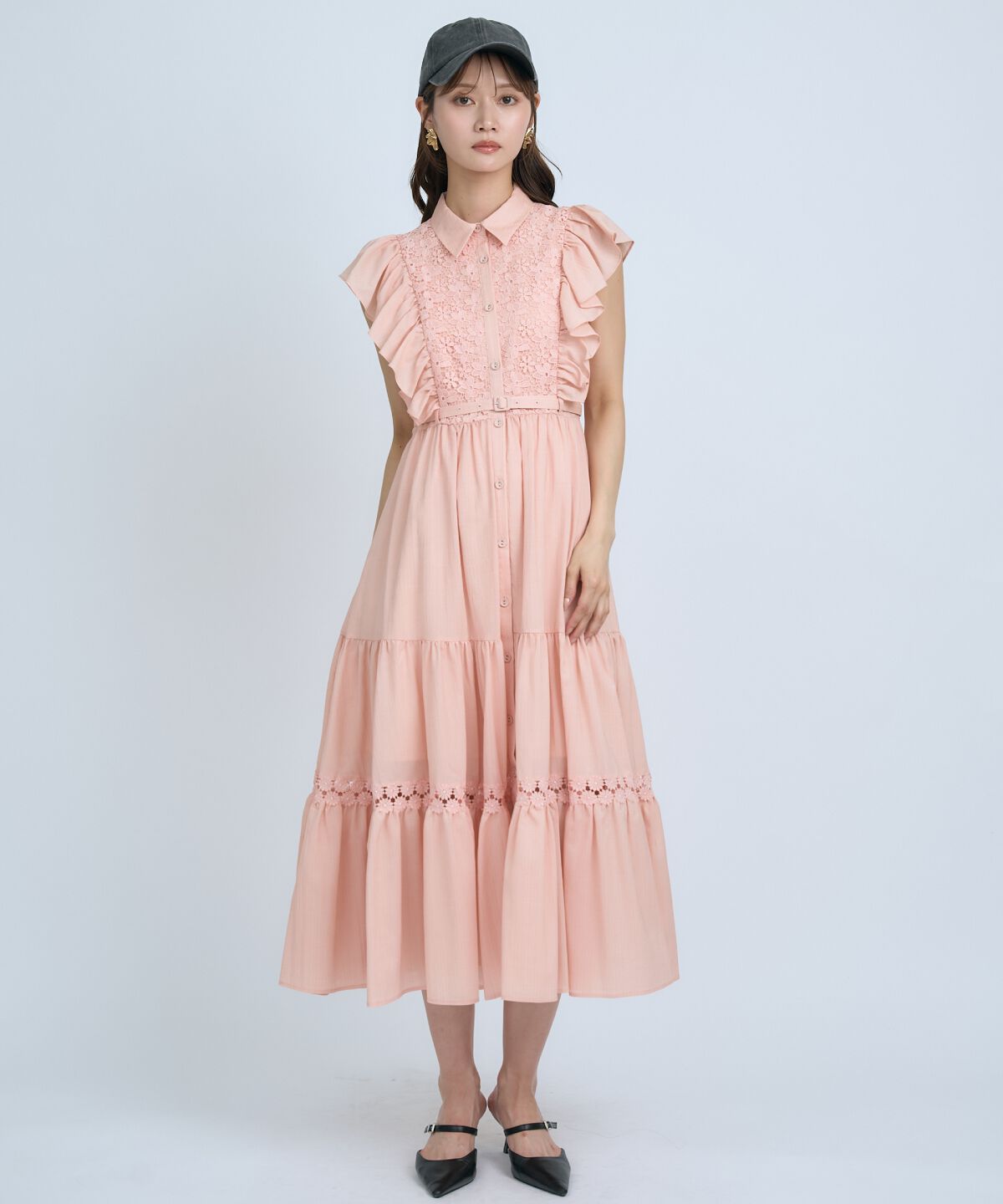 アンドクチュール「レースフリルシャツワンピース」|ワンピース|