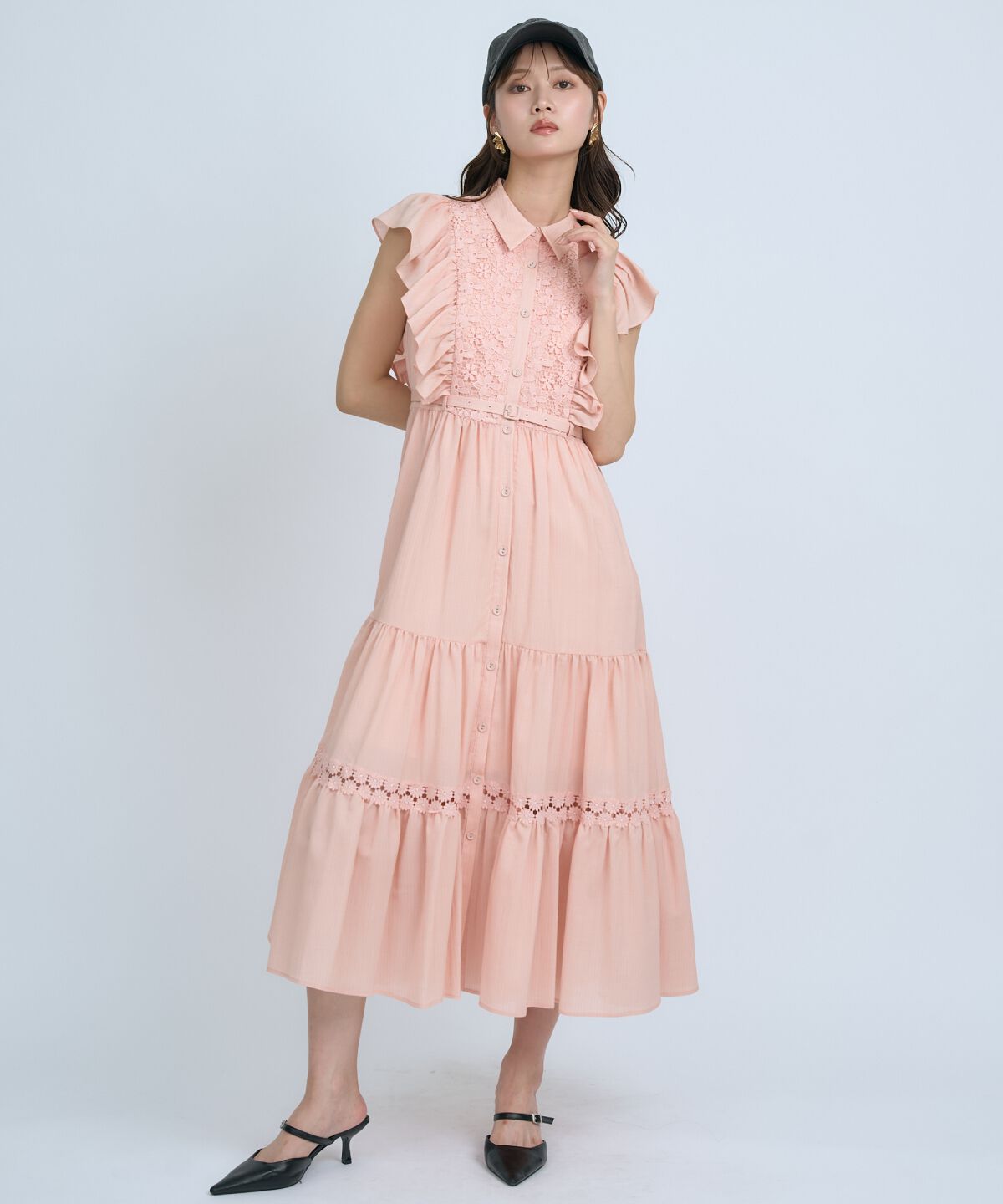アンドクチュール「レースフリルシャツワンピース」|ワンピース|
