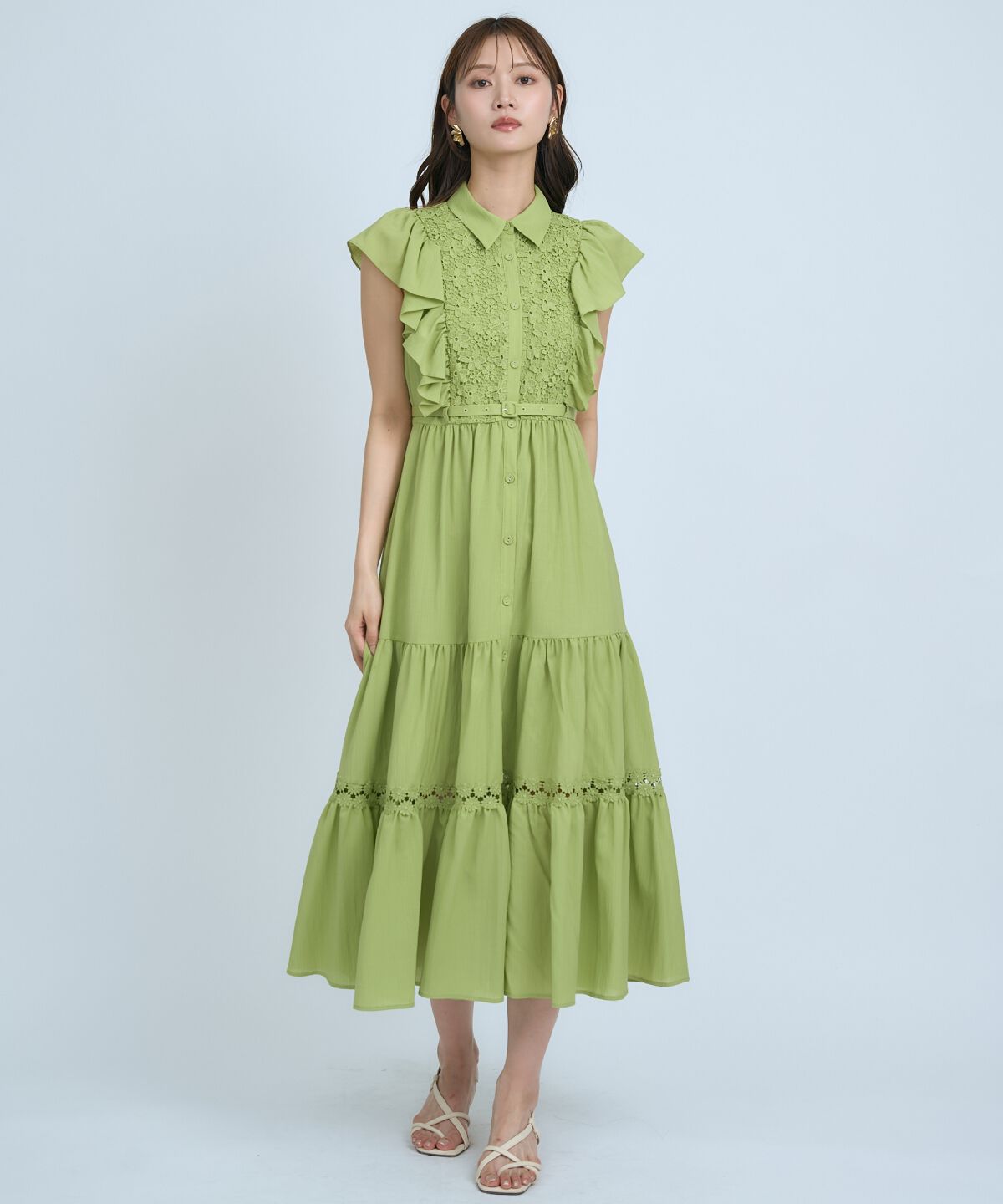 アンドクチュール「レースフリルシャツワンピース」|ワンピース|