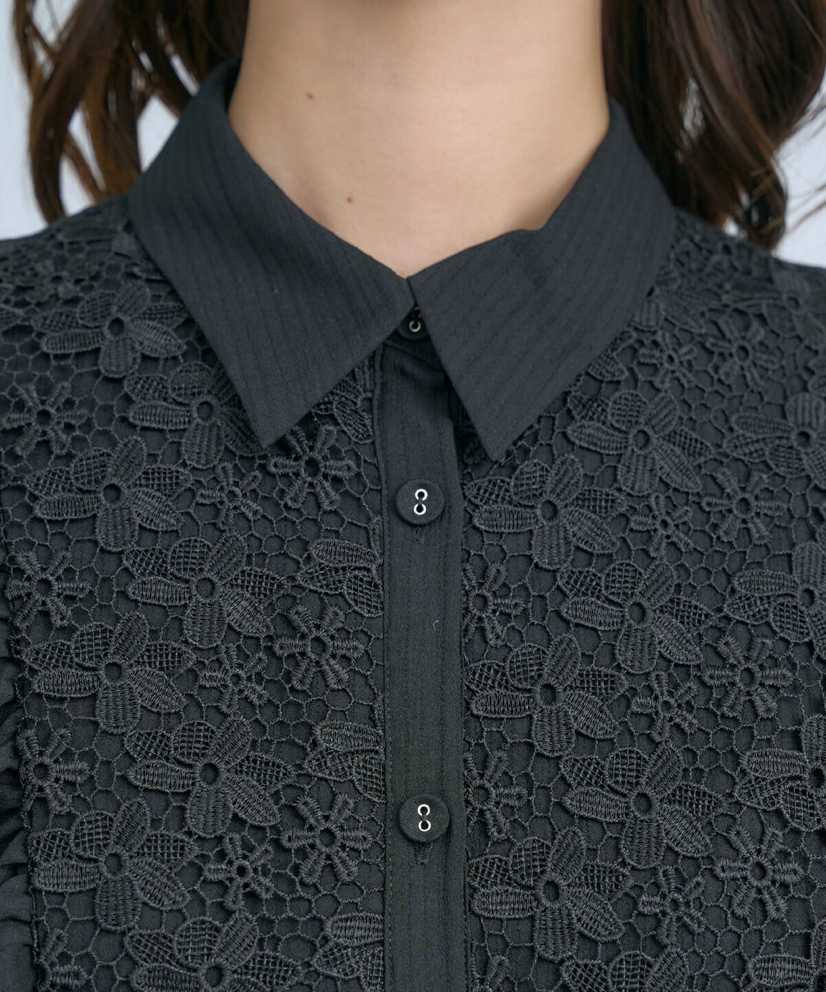 アンドクチュール「レースフリルシャツワンピース」|ワンピース|