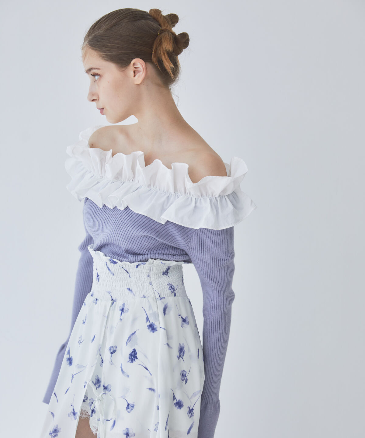 REDYAZEL「フリルドッキングリブニット」|ニット・セーター|