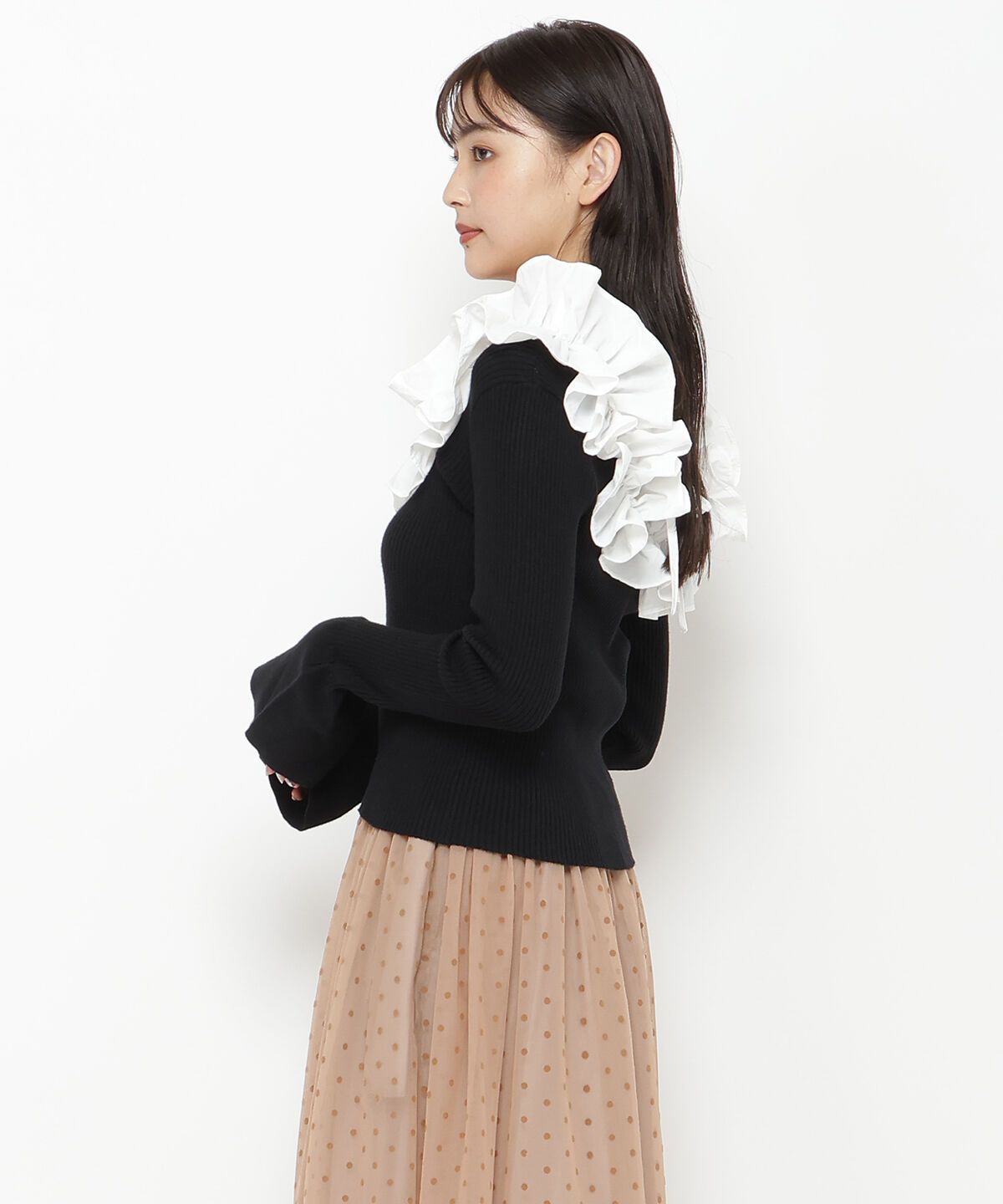 REDYAZEL「フリルドッキングリブニット」|ニット・セーター|