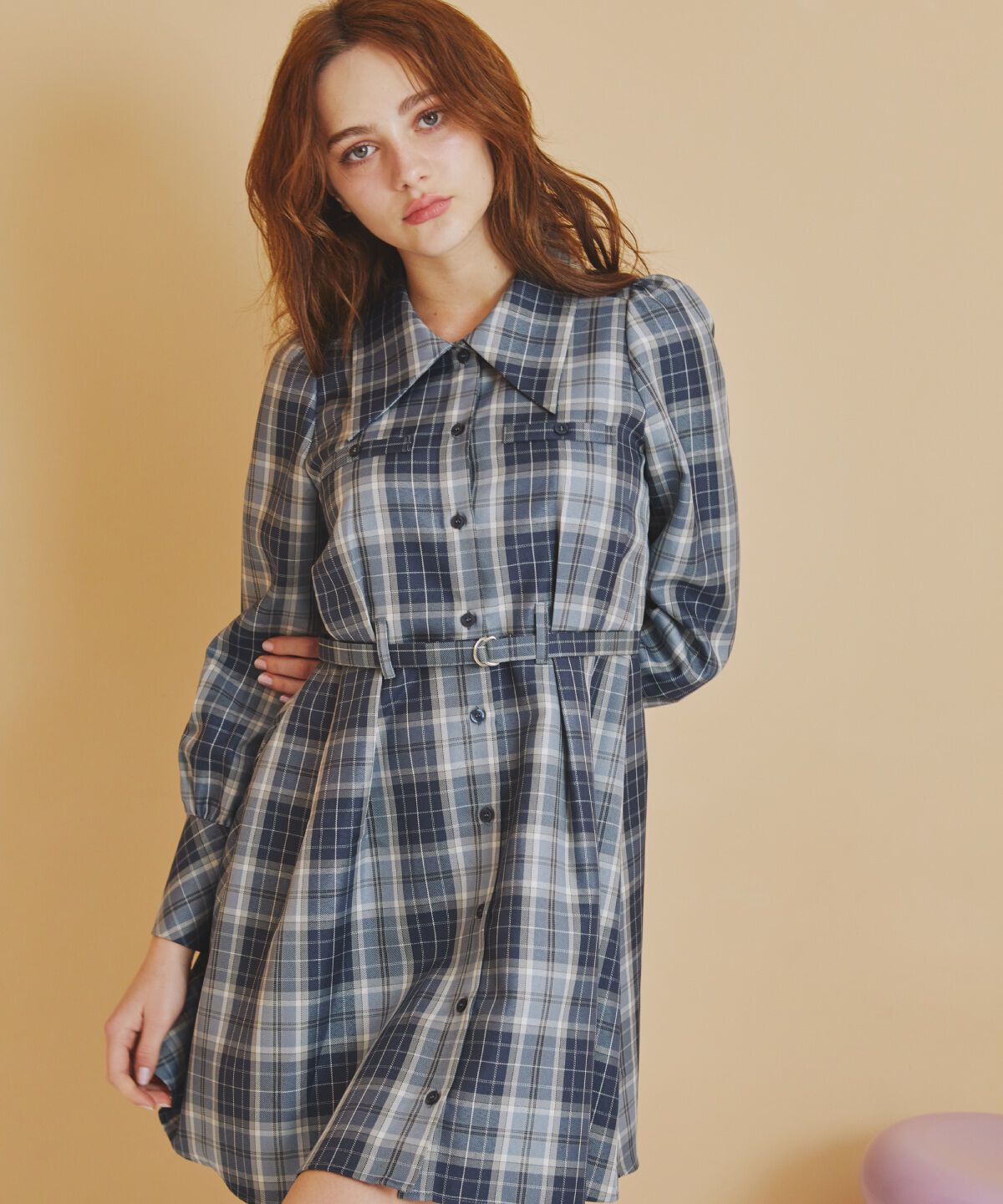 REDYAZEL「チェックミニシャツワンピース」|ワンピース|