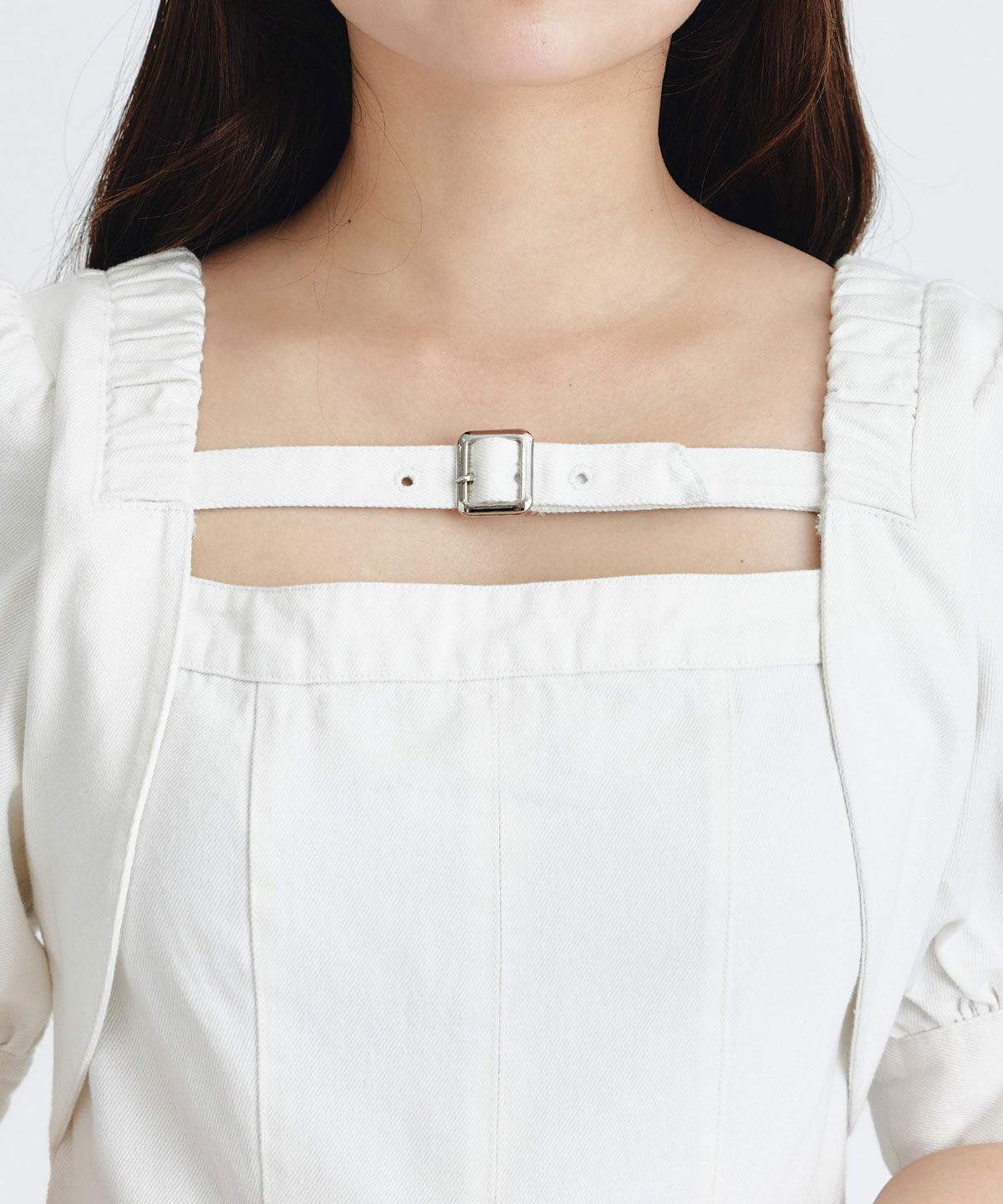 REDYAZEL「デコルテベルトデニムフレアロングワンピース」|ワンピース|