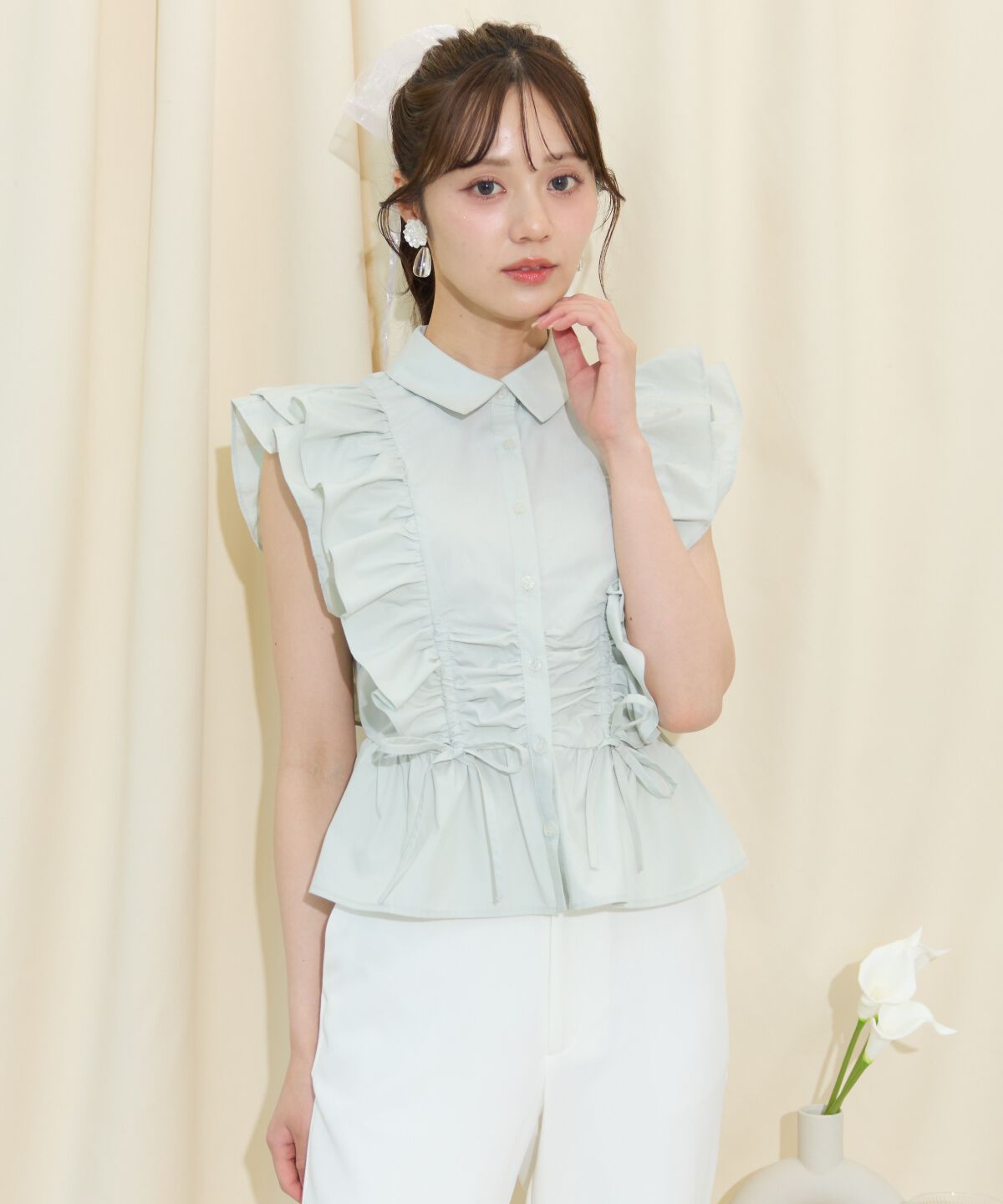 WILLSELECTION「ギャザーリボンフリルスリーブブラウス」|シャツ・ブラウス|