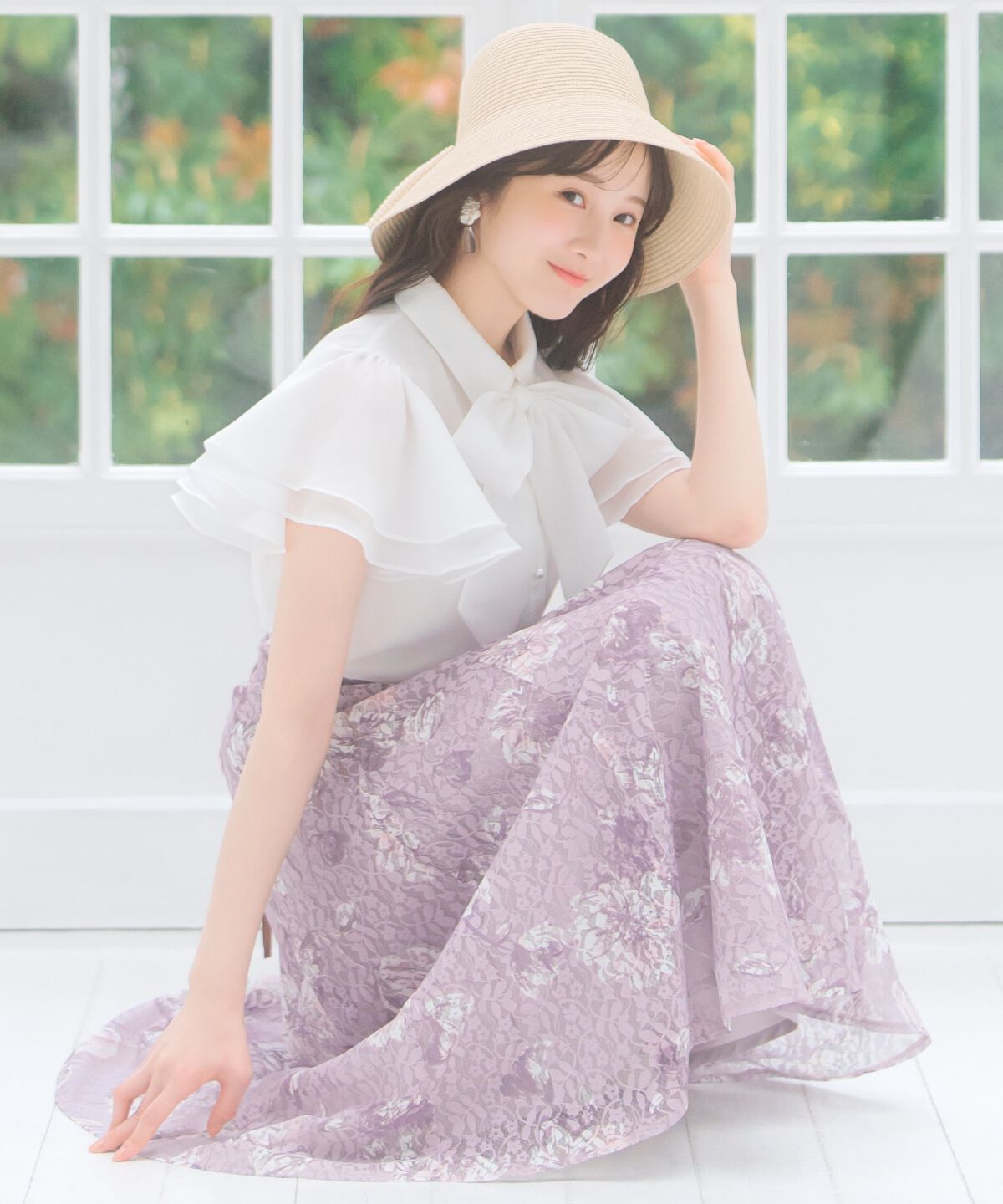 WILLSELECTION「ニュアンスフラワーレースプリントフレアスカート」|フレア|