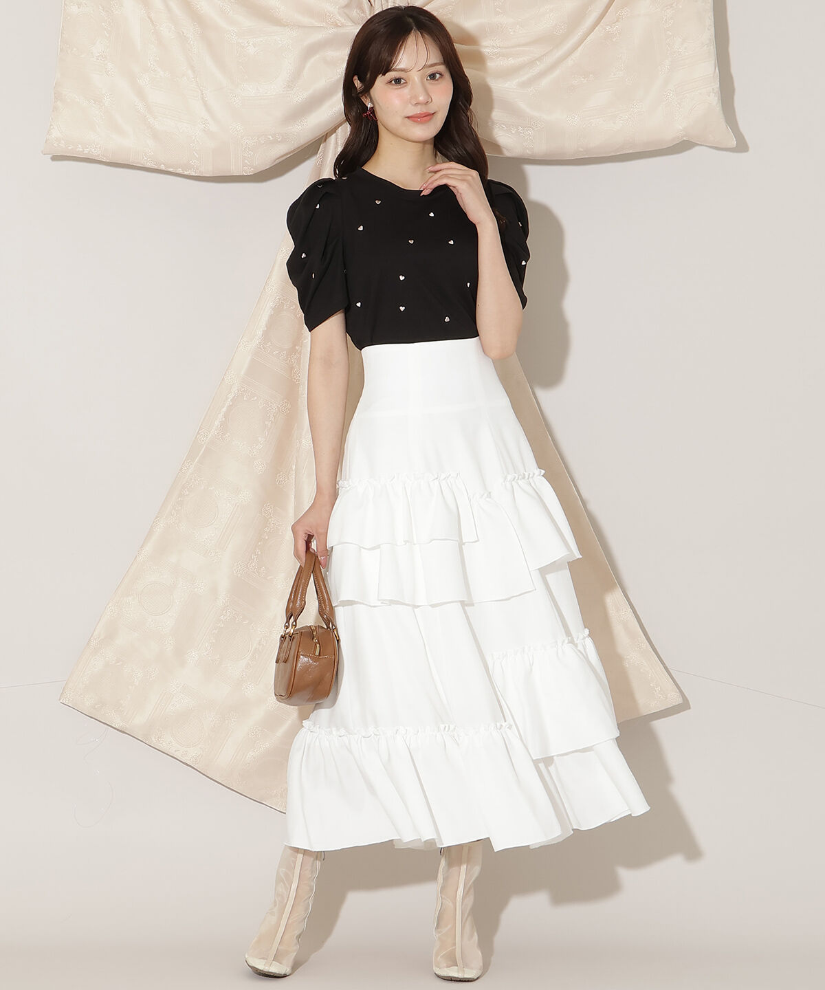 WILLSELECTION「ハート刺繍タックスリーブTシャツ」|Tシャツ・カットソー|