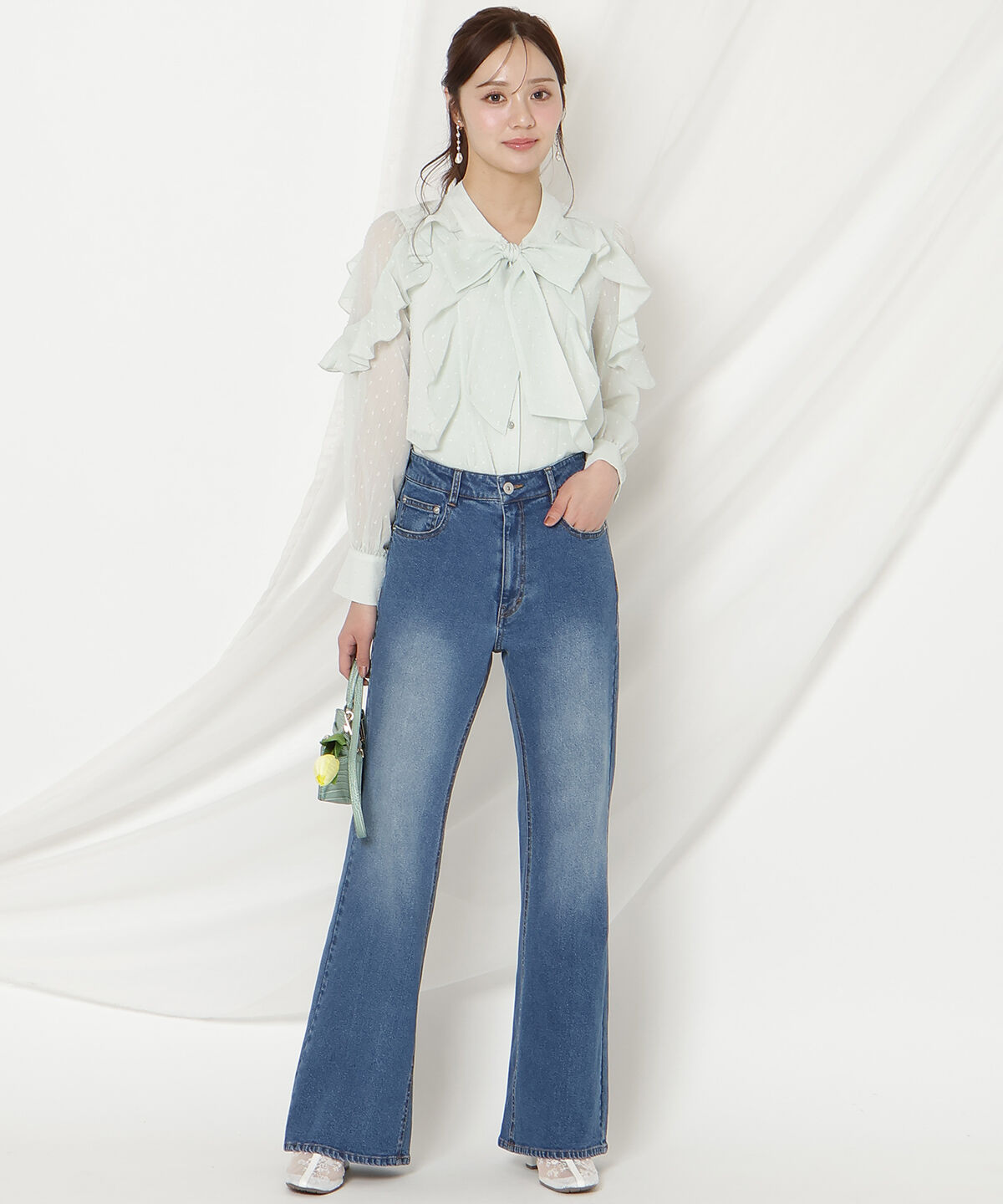 WILLSELECTION「ドビードットフリルブラウス」|シャツ・ブラウス|