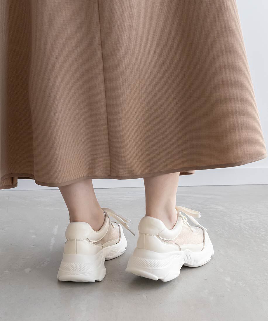  「ビジューライン&times;ラメ シアースニーカー」|スニーカー|